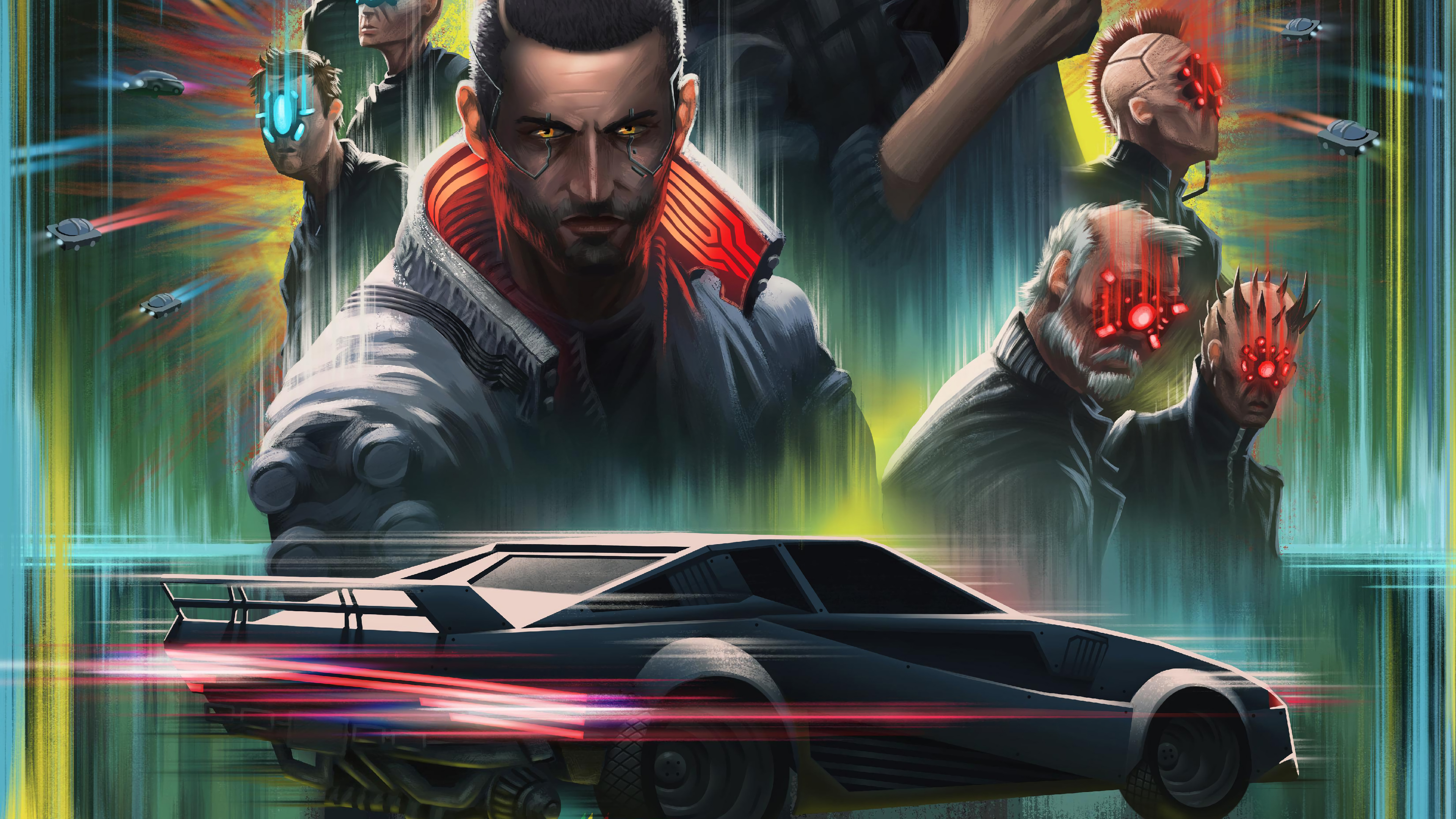 Cyberpunk 2077 V and car 4K HD Wallpaper
