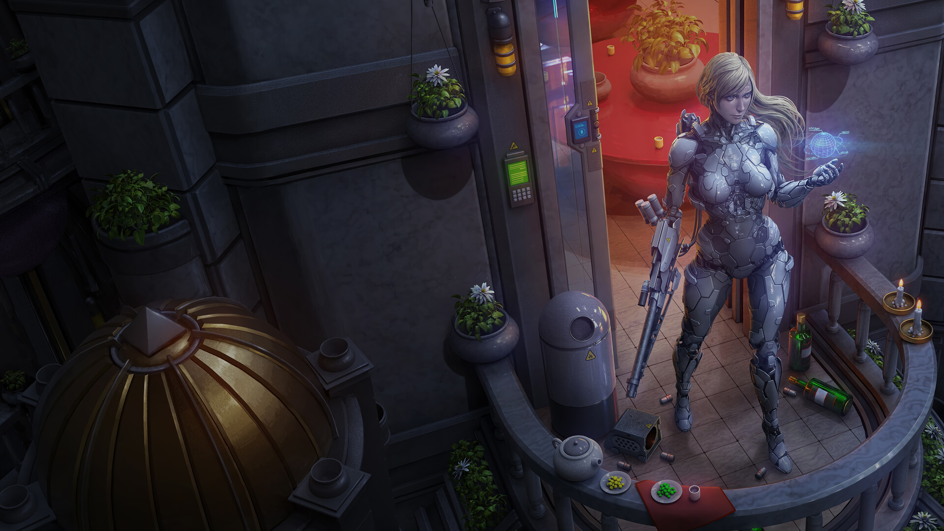 Sci-Fi, Warrior, Girl, 4K HD Wallpaper