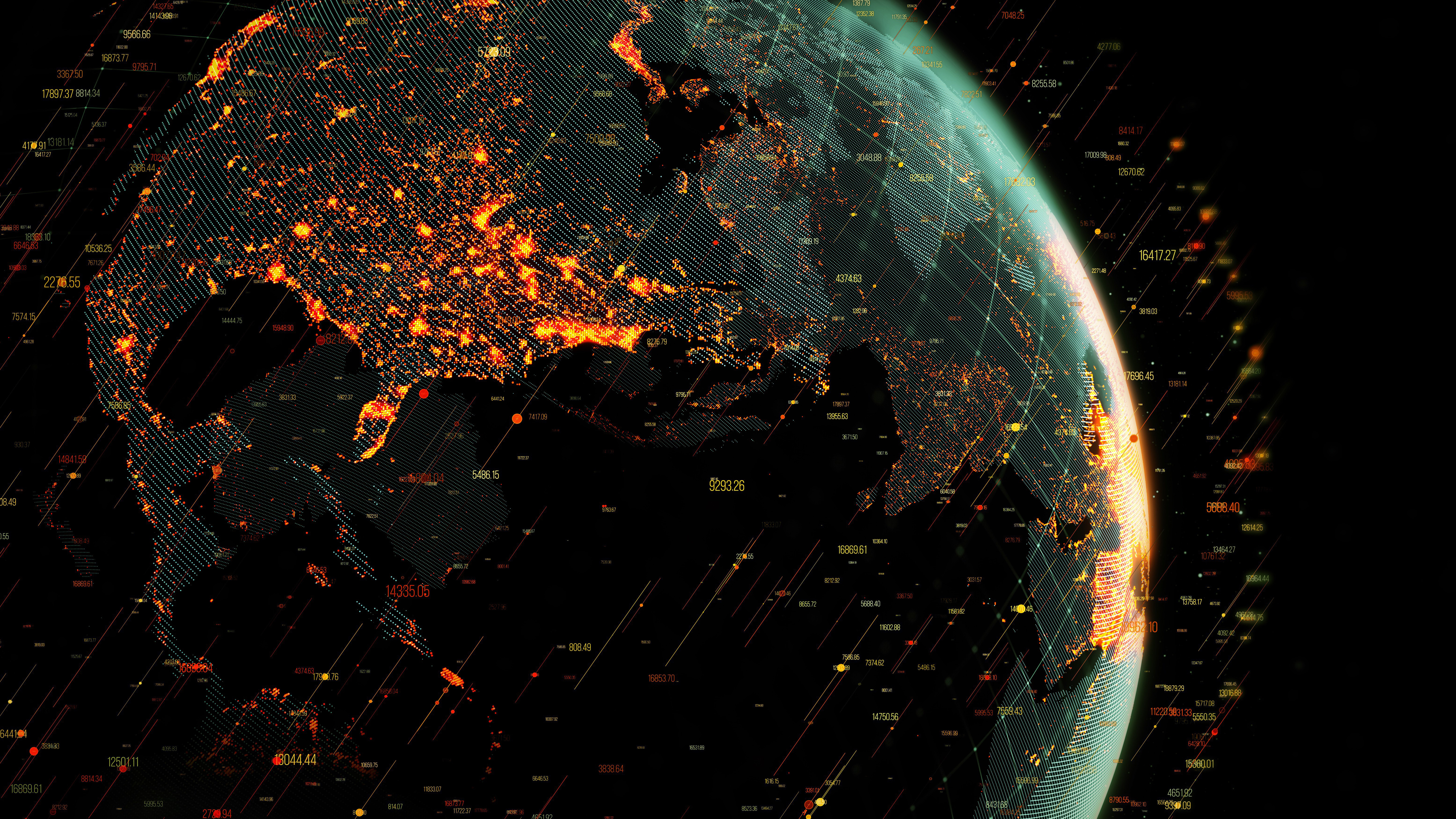 Digital Globe with Data Streams HD Wallpaper