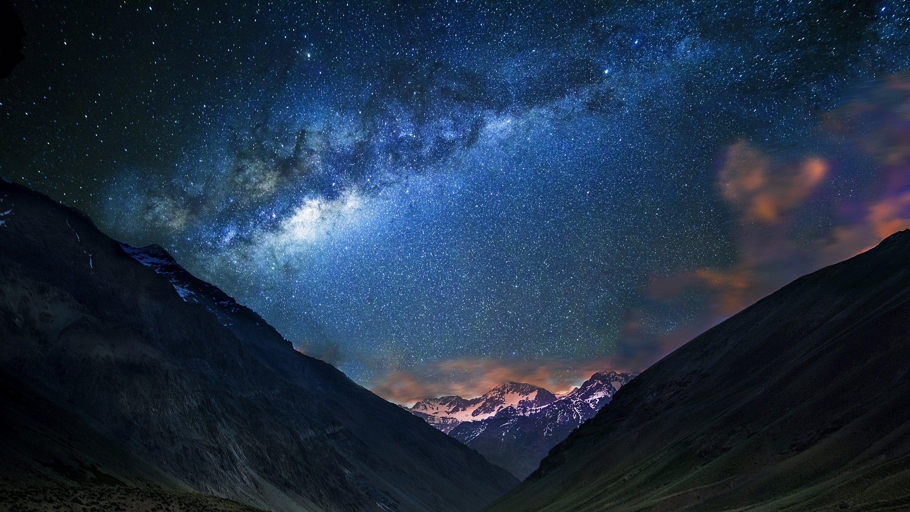 Milky Way over Mountains at Night 4K HD Wallpaper