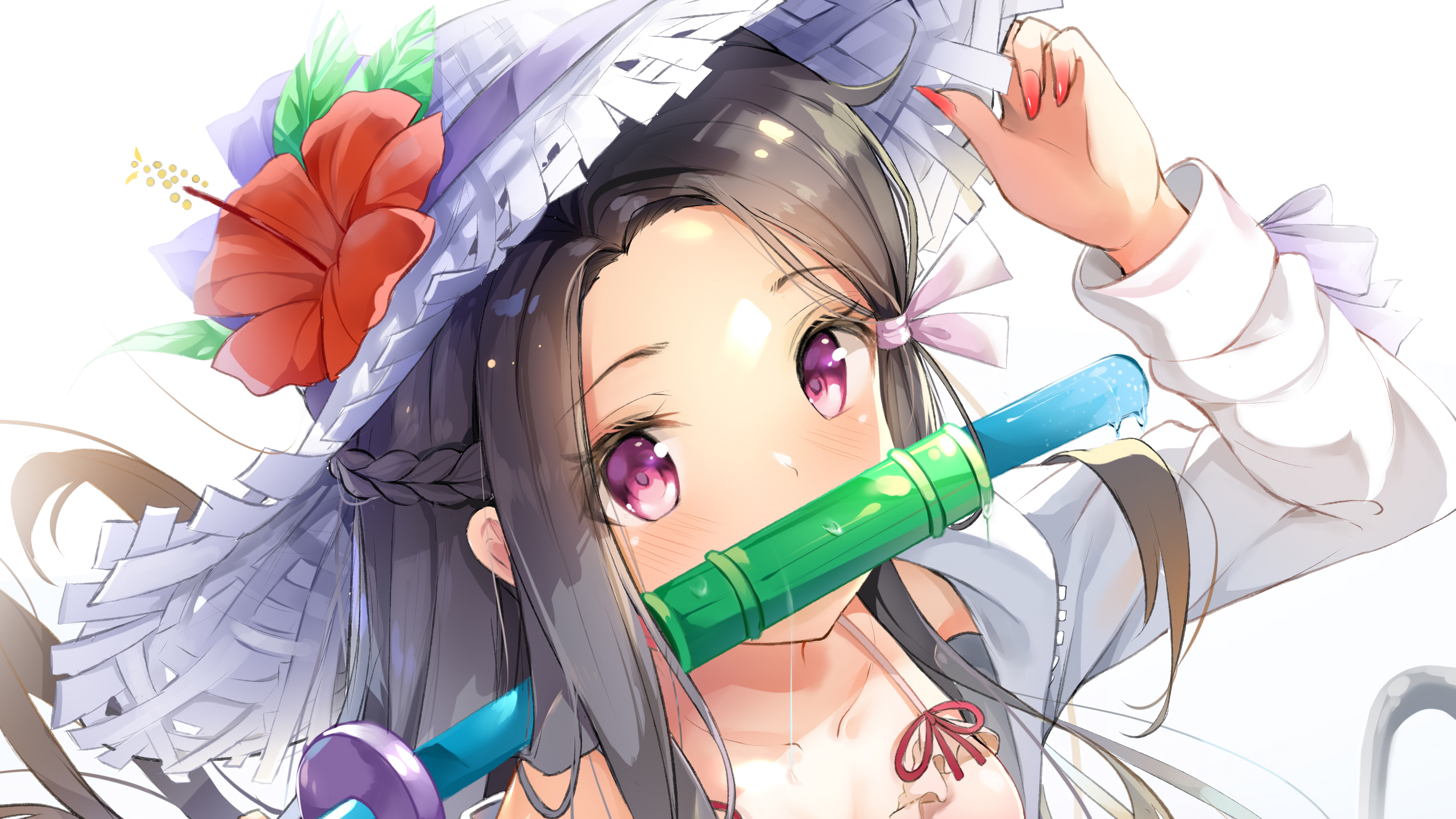 Nezuko Kamado, Summer, Kimetsu no Yaiba, 4K HD Wallpaper