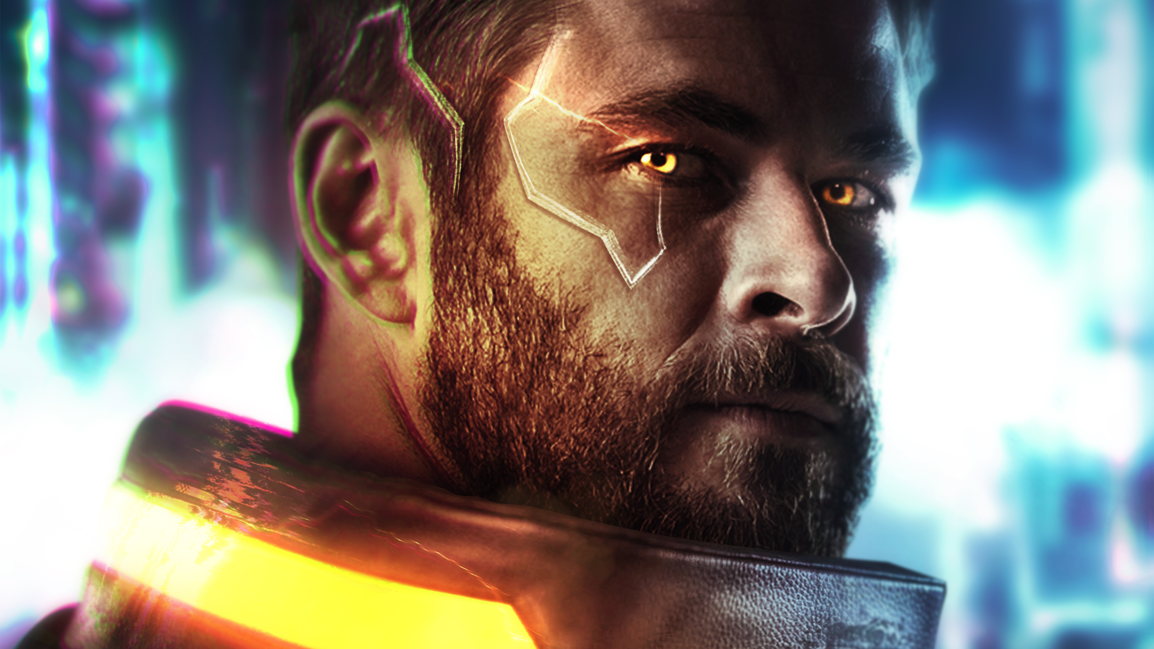 Cyberpunk 2077 4K fan art of Chris Hemsworth HD Wallpaper