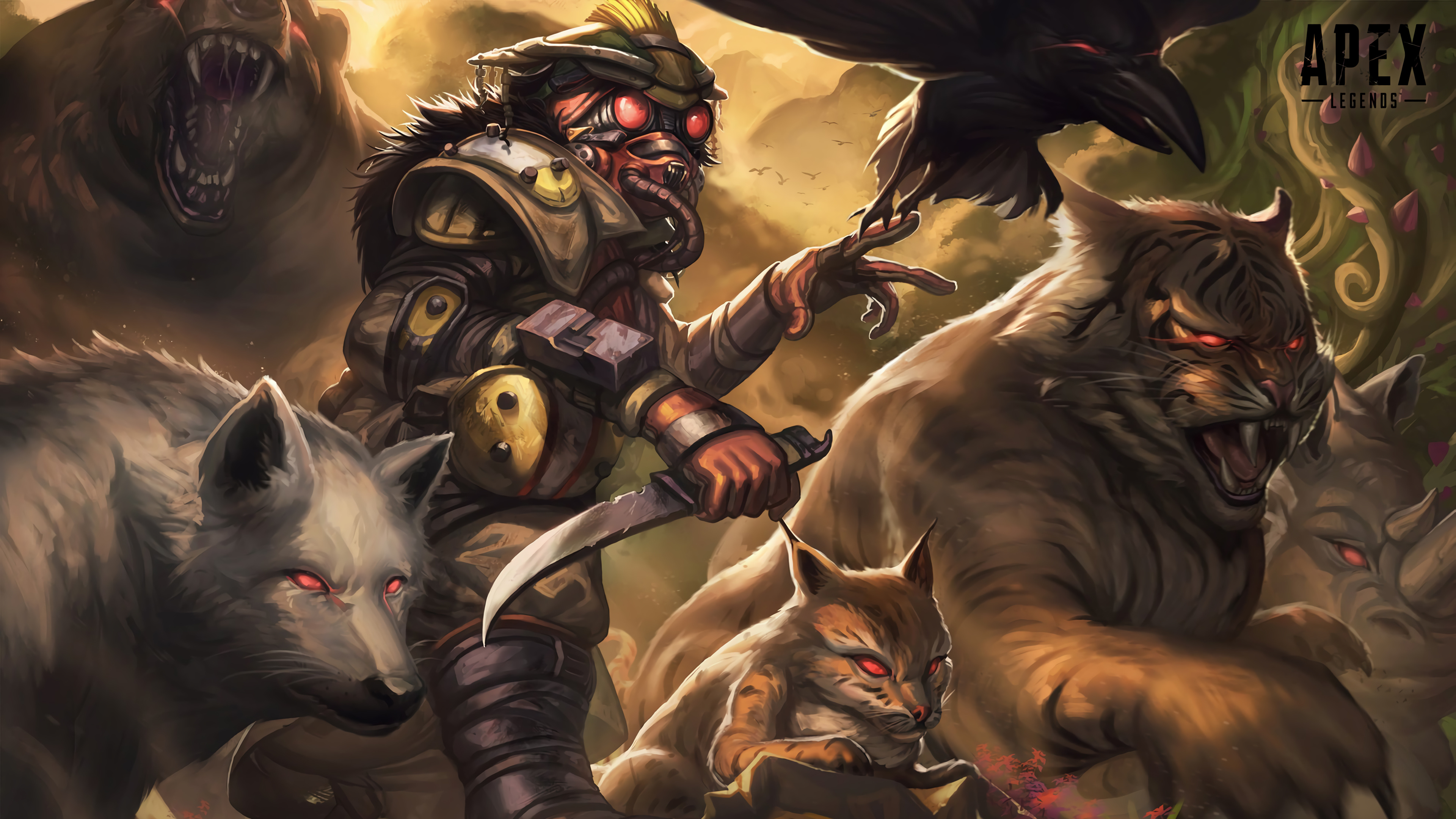 Bloodhound from Apex Legends with wild beasts HD Wallpaper