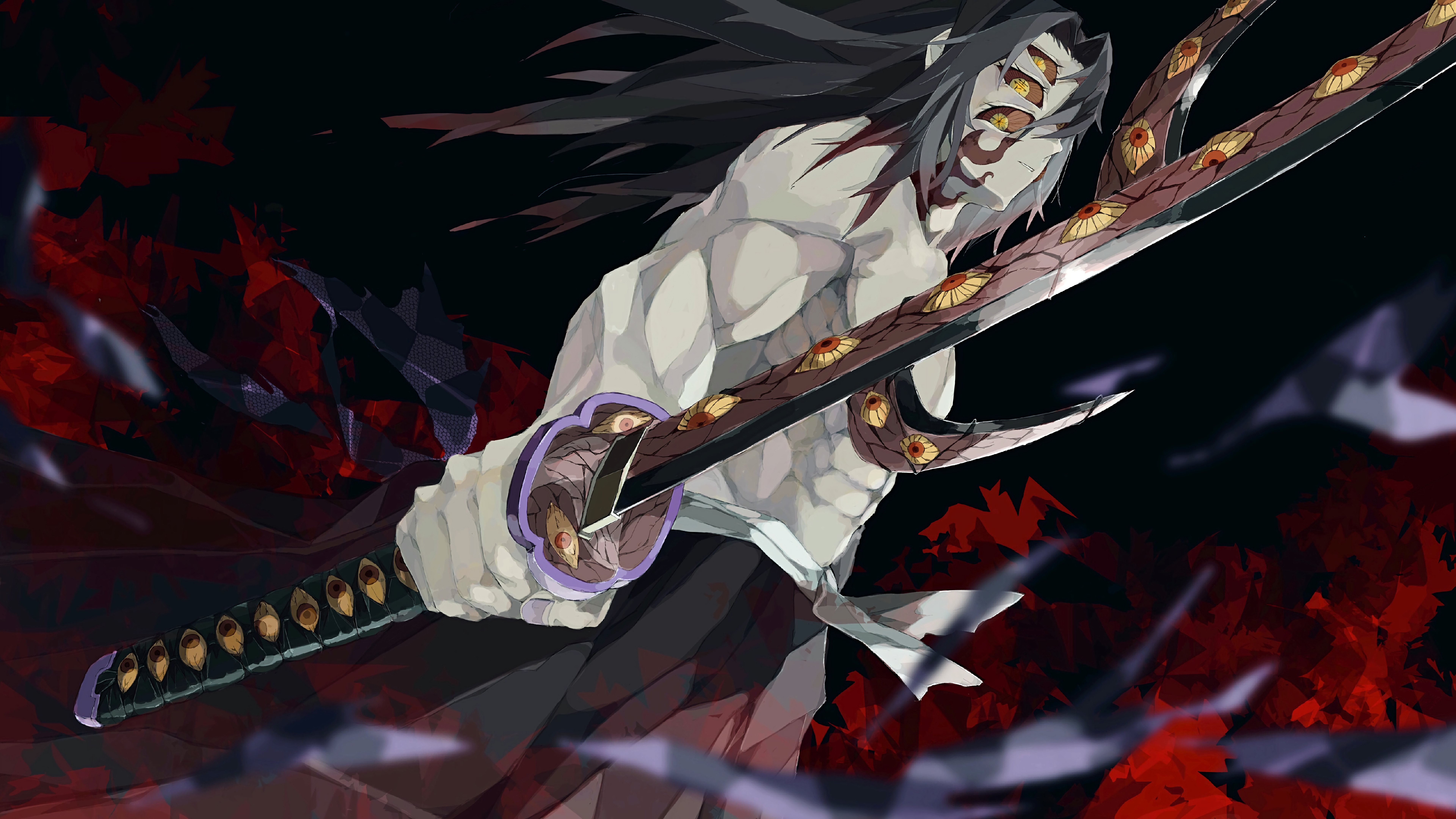 Kokushibo from Demon Slayer holding his sword HD Wallpaper