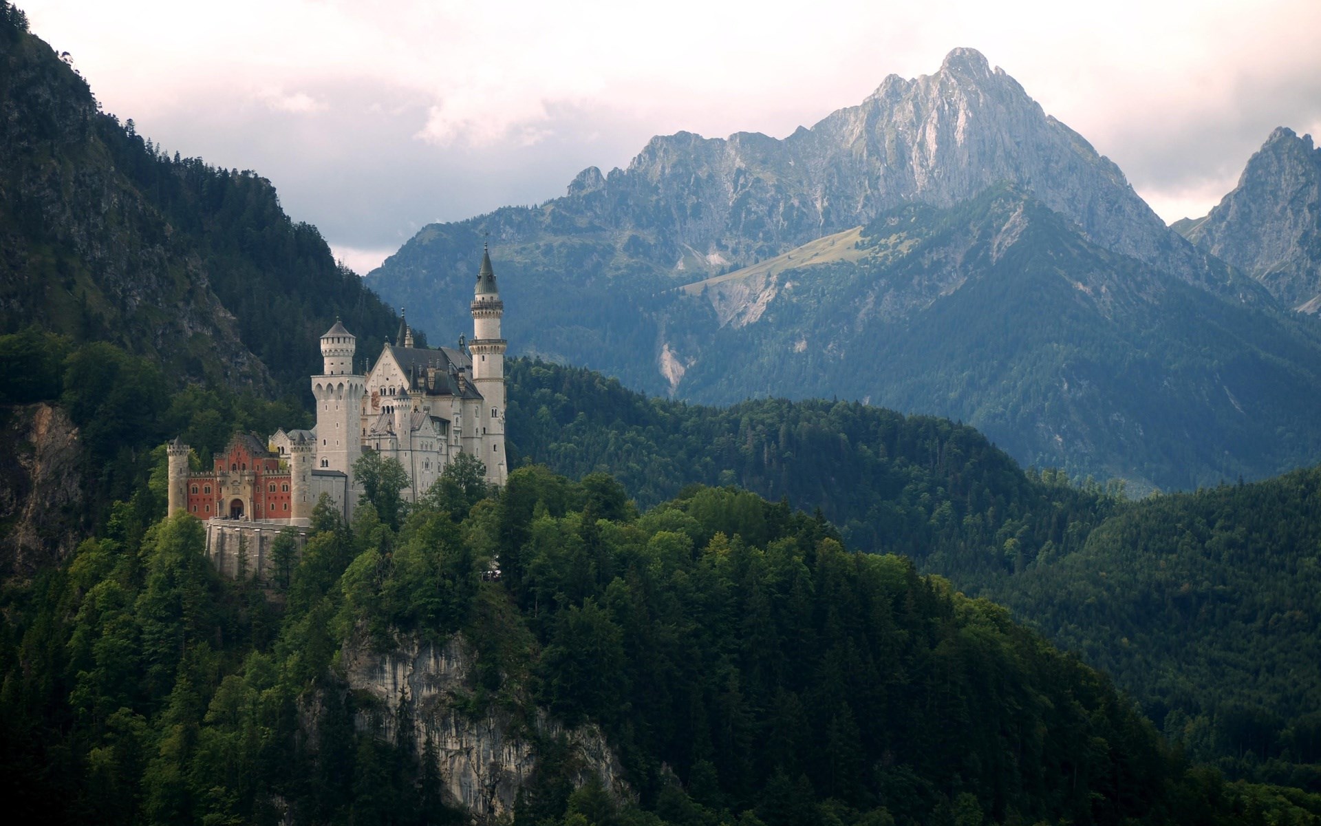Neuschwanstein Castle in the Bavarian Alps HD Wallpaper