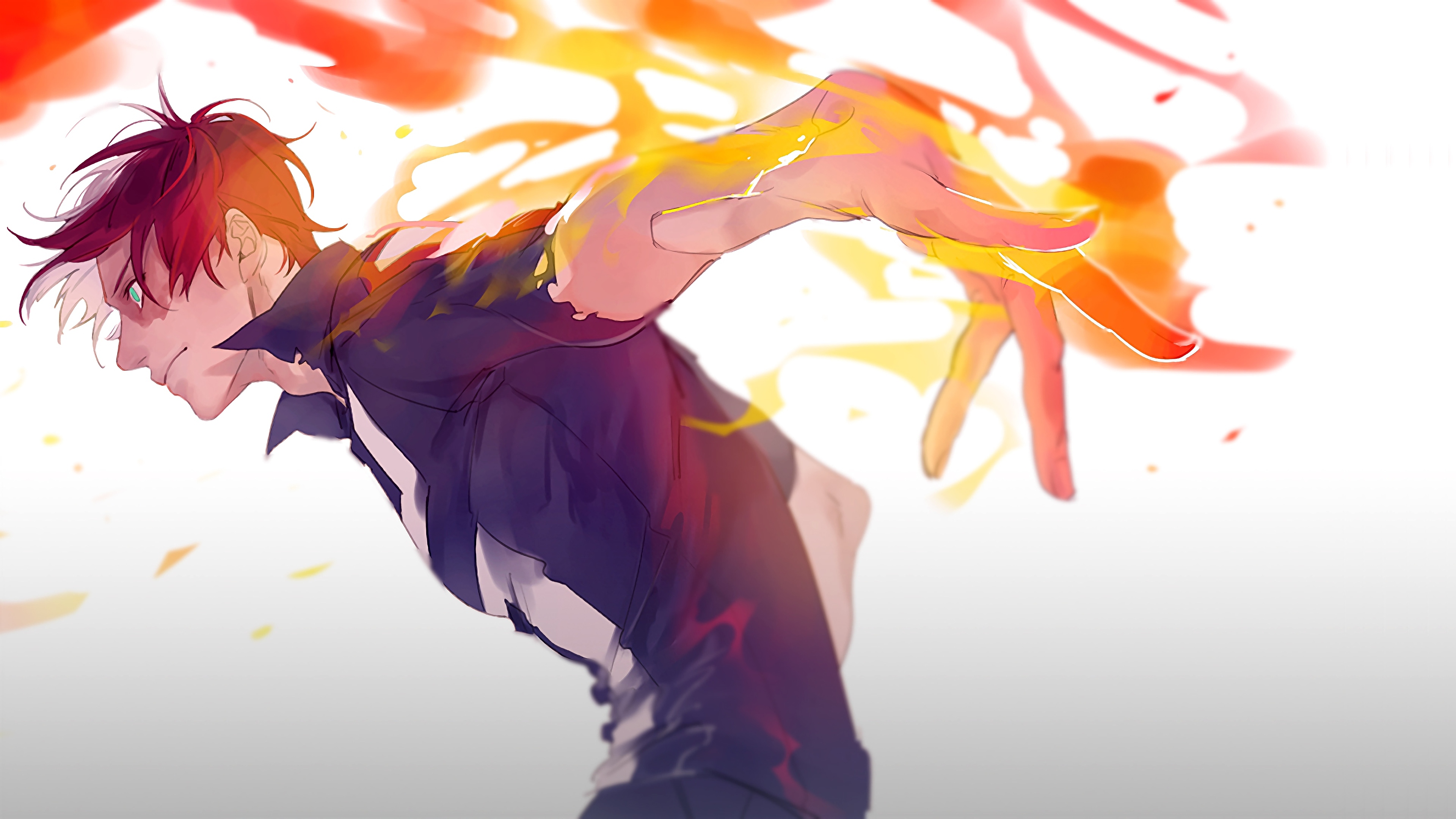 Shoto Todoroki from My Hero Academia using fire quirk 4K HD Wallpaper