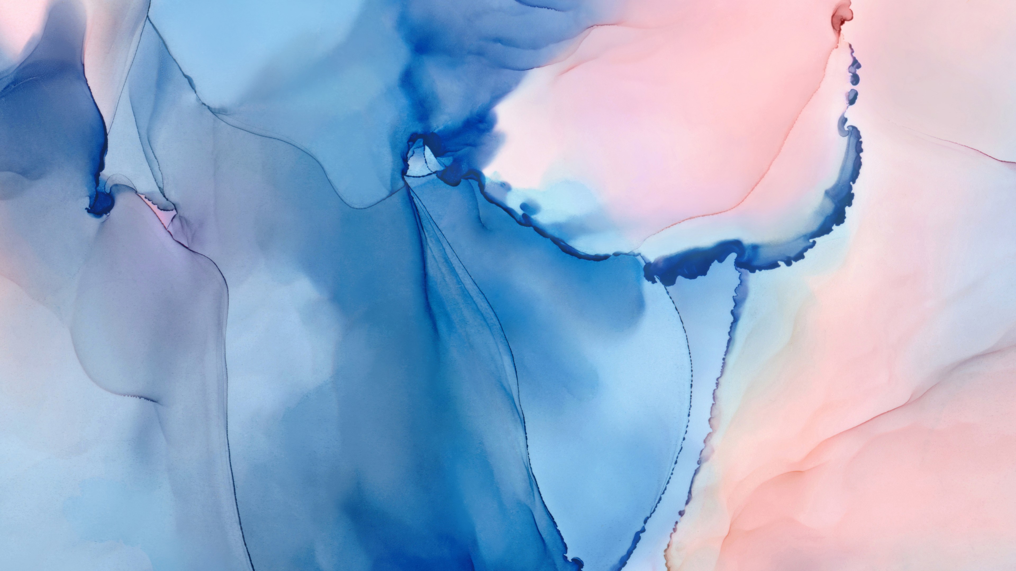 Abstract Fluid Art with Blue and Pink Hues 4K HD Wallpaper