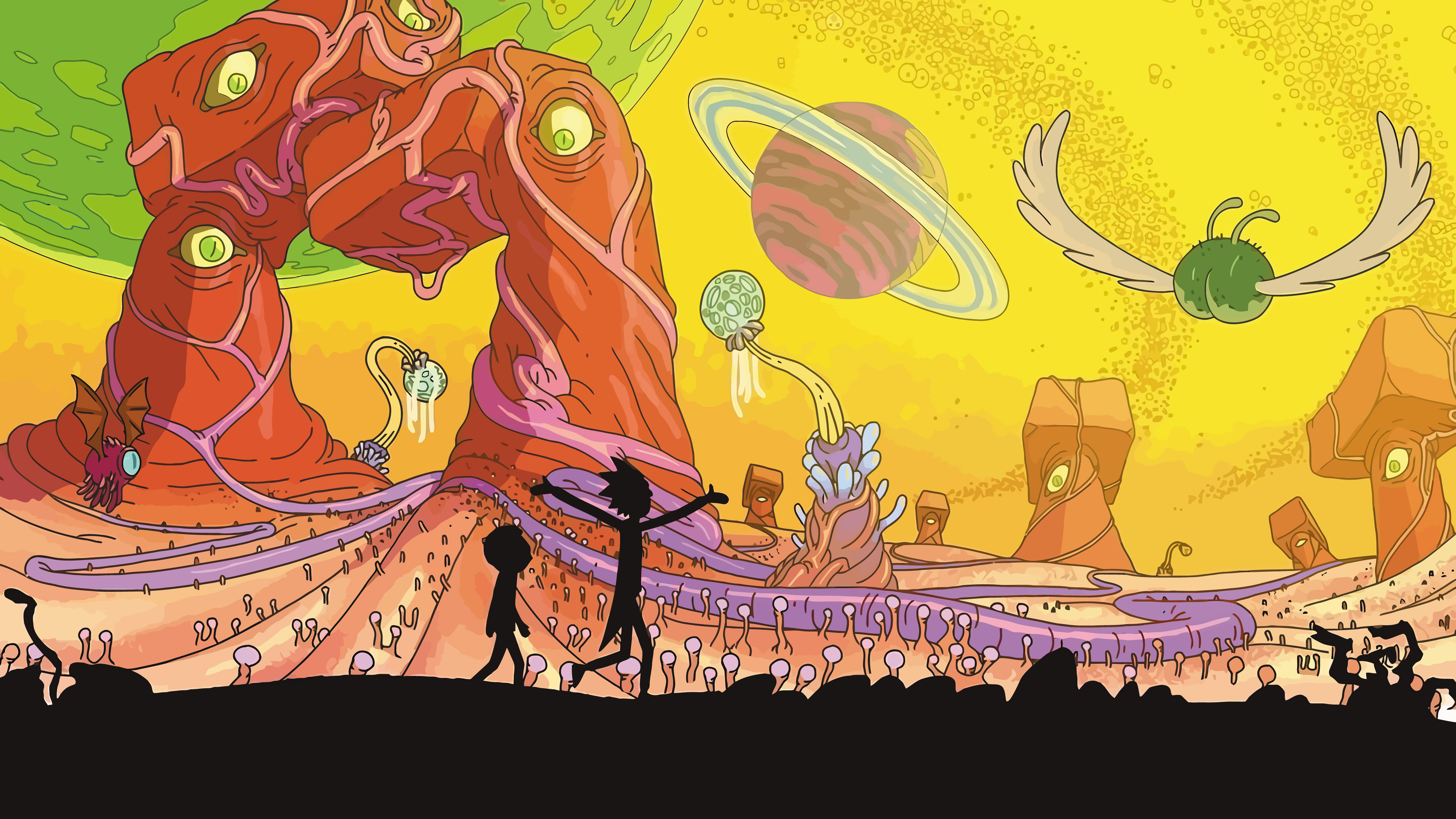 Rick and Morty on an alien planet HD Wallpaper