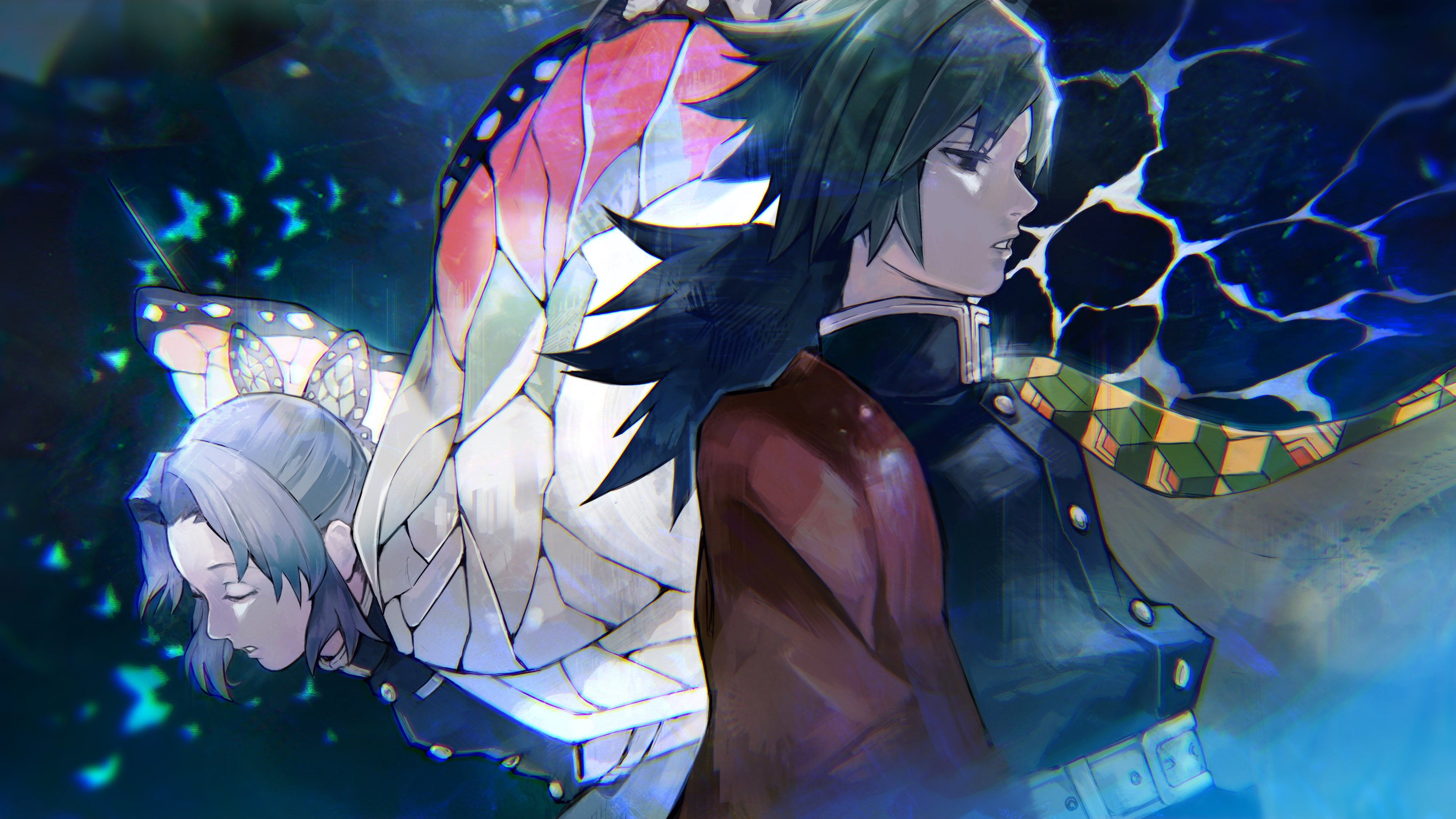 Giyu Tomioka, Shinobu Kocho, Kimetsu no Yaiba, 4K HD Wallpaper