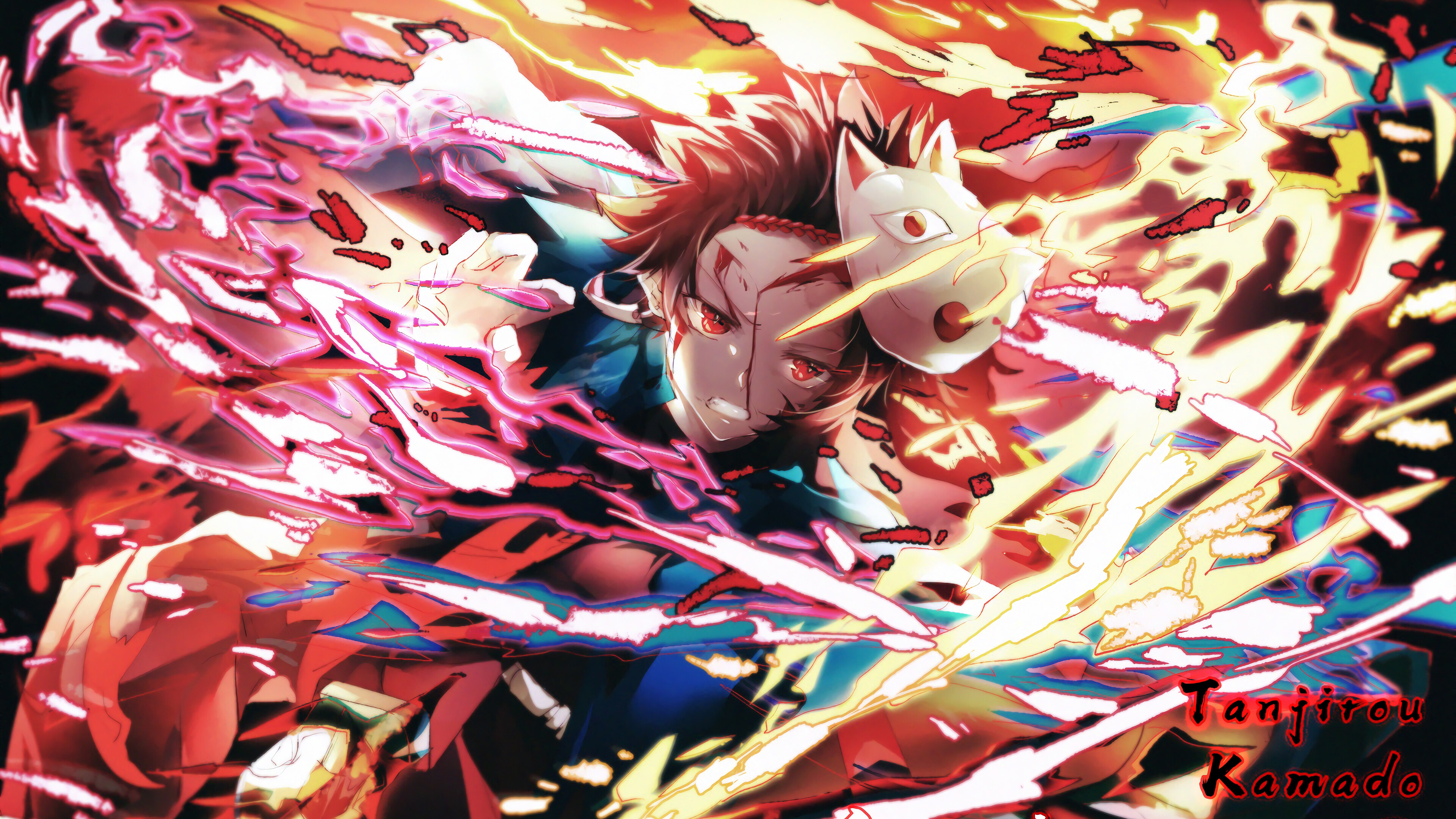Tanjiro, Flame, Mask, Kimetsu no Yaiba, 4K HD Wallpaper