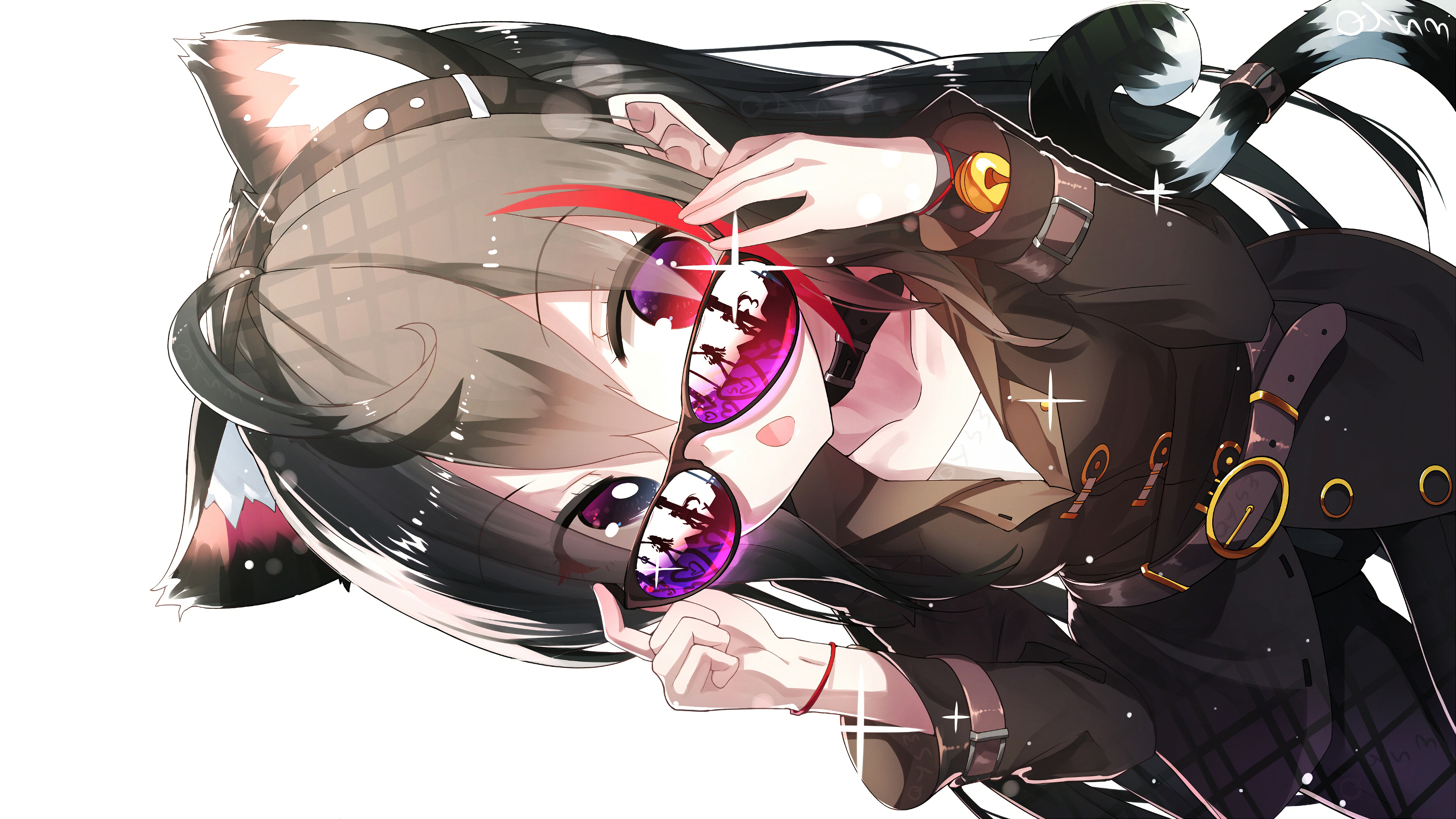 Anime Neko Girl Wearing Glasses 4K HD Wallpaper