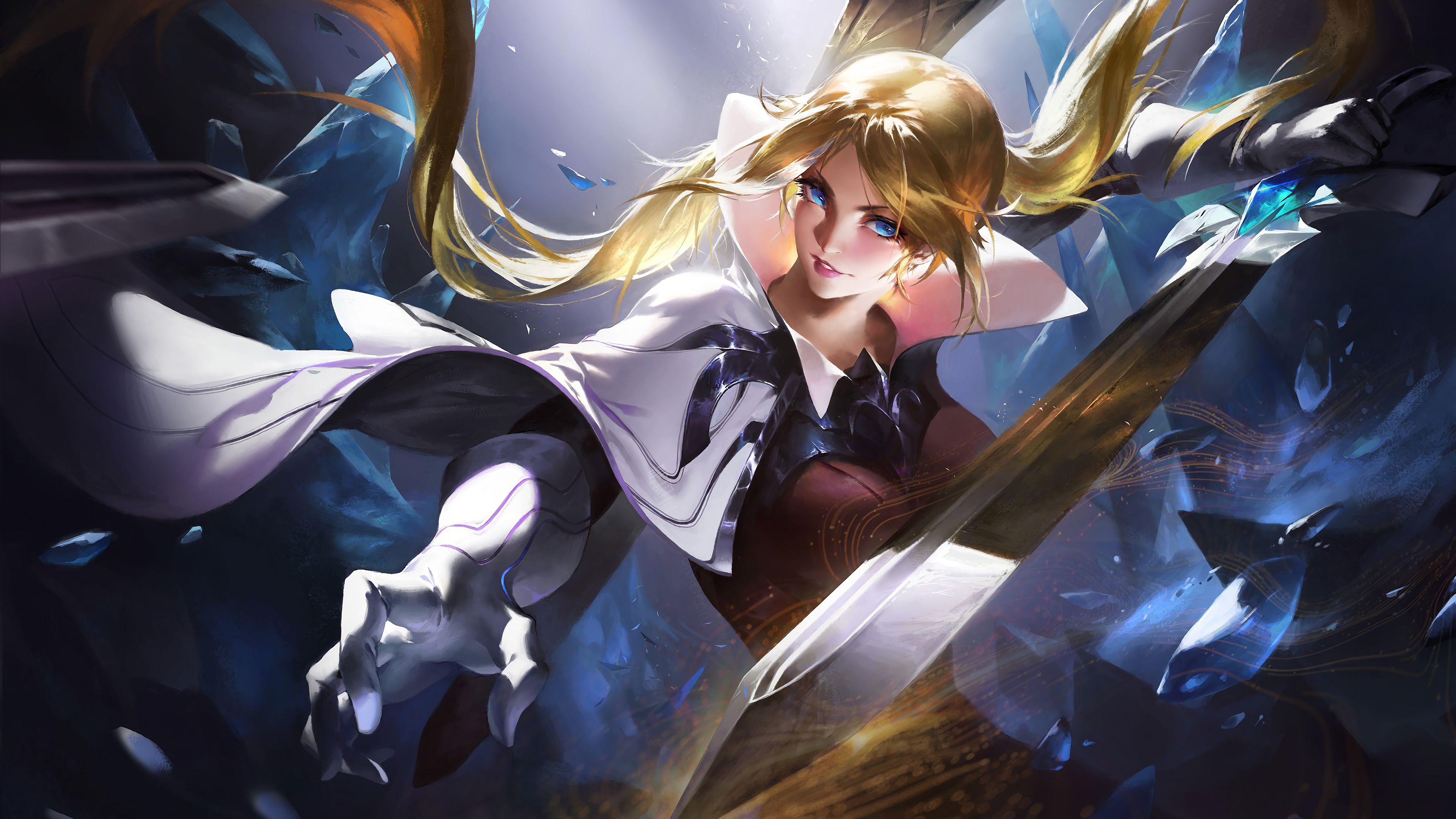 Fantasy Girl Warrior with Sword HD Wallpaper