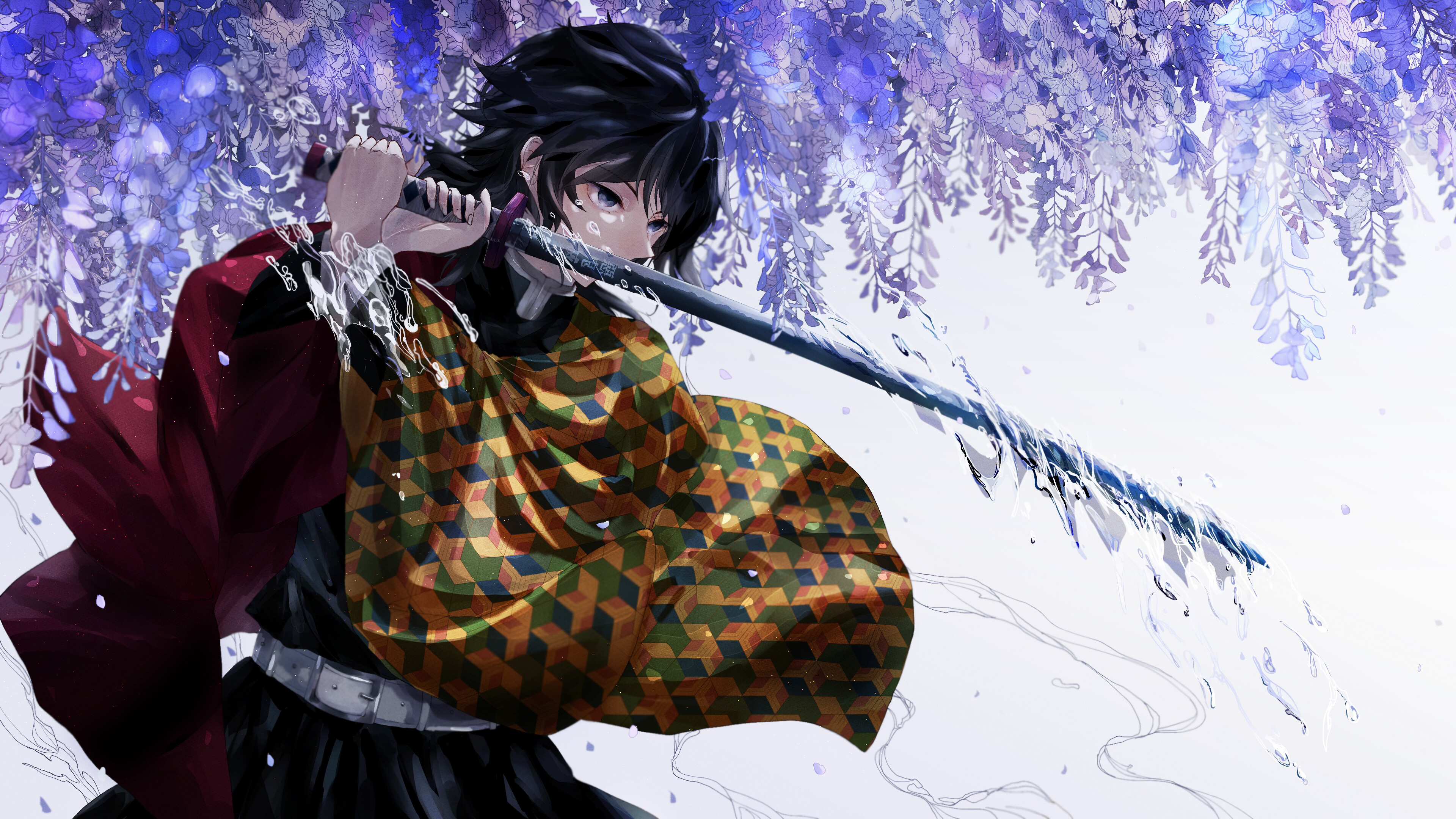 Giyu Tomioka, Katana, Kimetsu no Yaiba, 4K HD Wallpaper