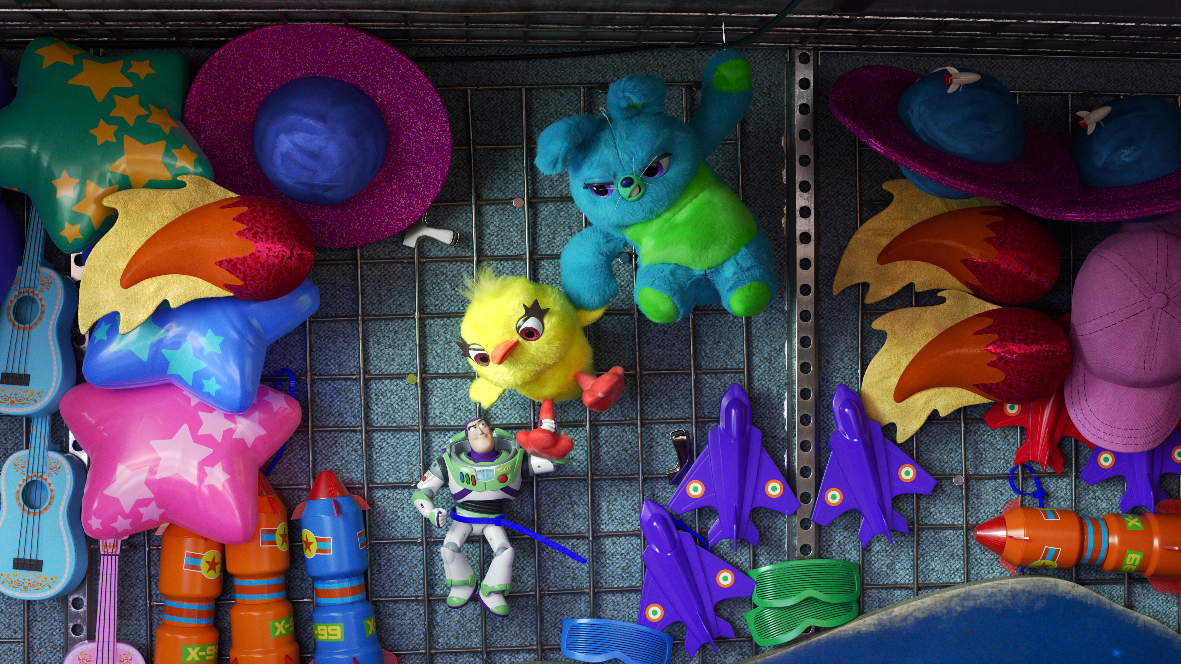 Ducky and Bunny from Toy Story 4 with Buzz Lightyear HD Wallpaper