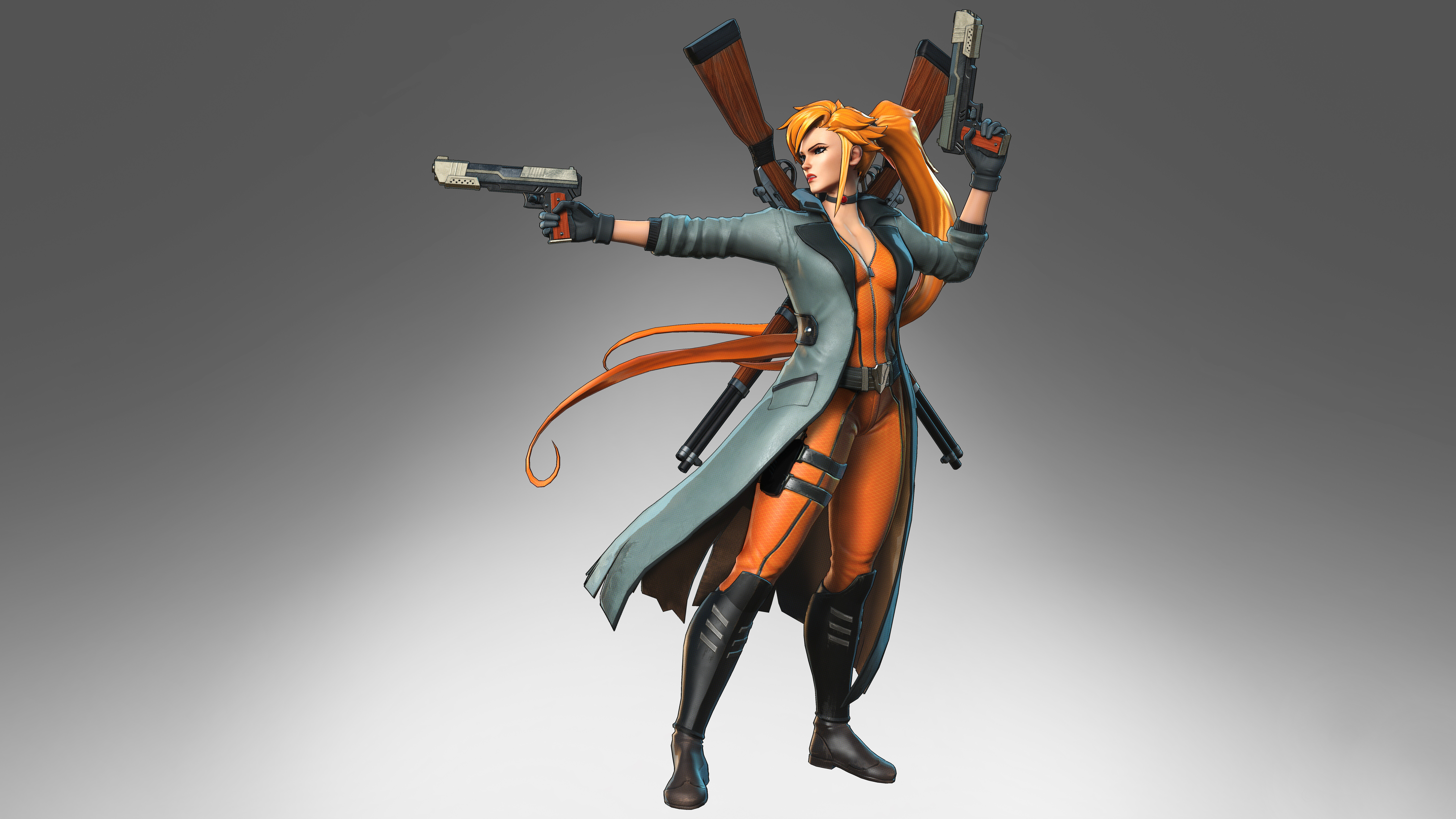 Female character with guns and rifles HD Wallpaper