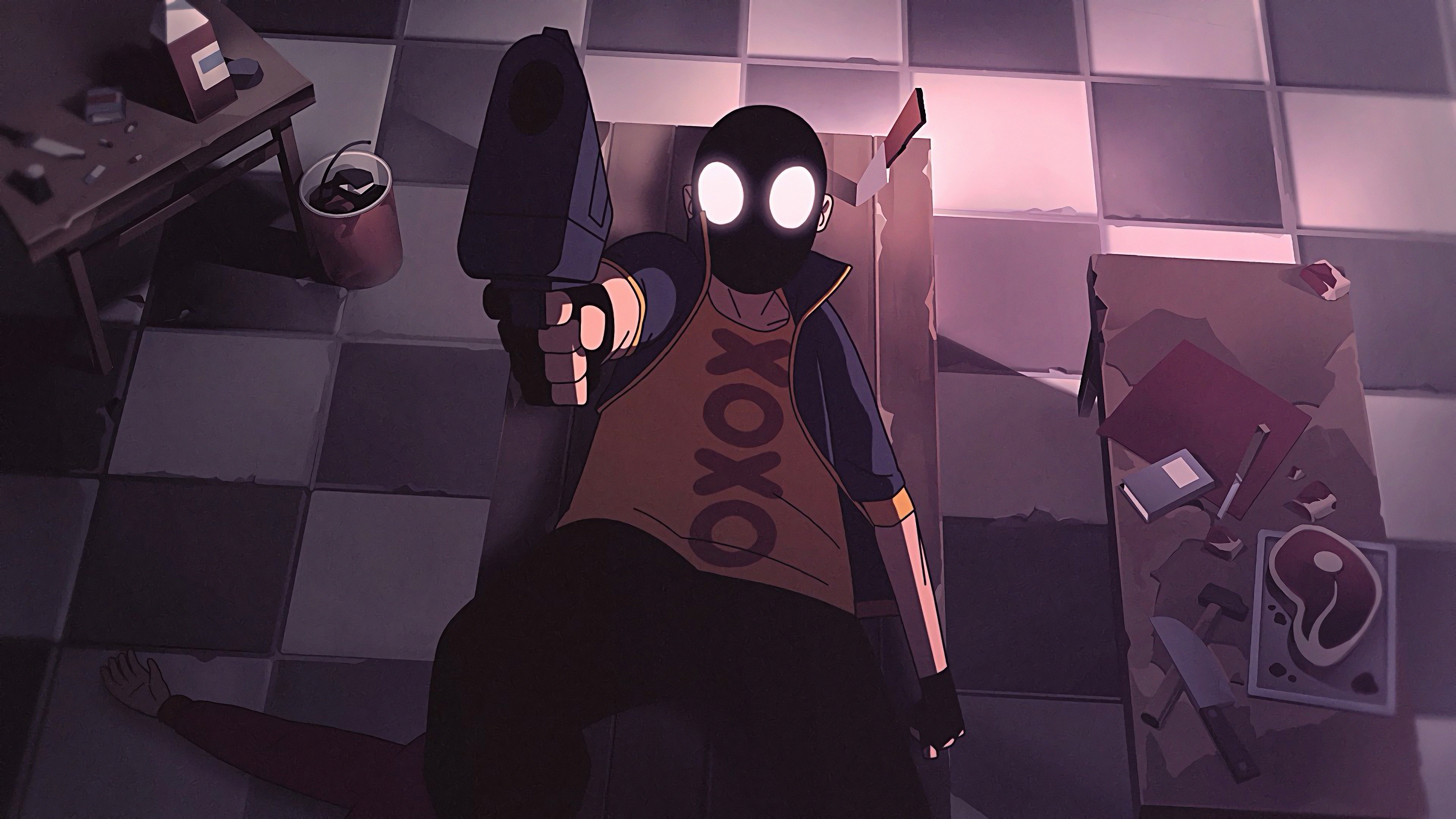 Man with mask and gun in My Friend Pedro 4K HD Wallpaper