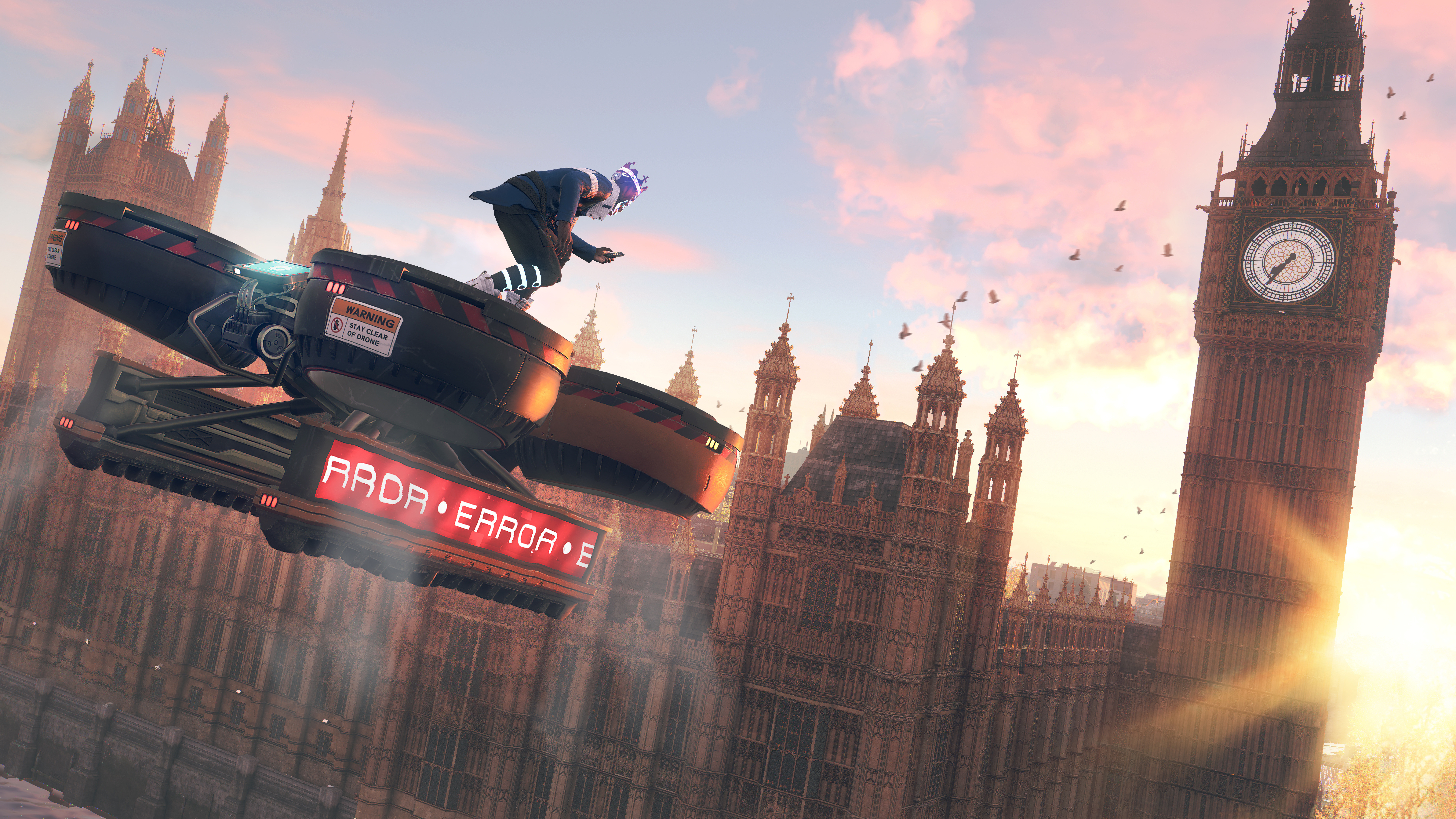 Person on a hoverboard in front of Big Ben HD Wallpaper