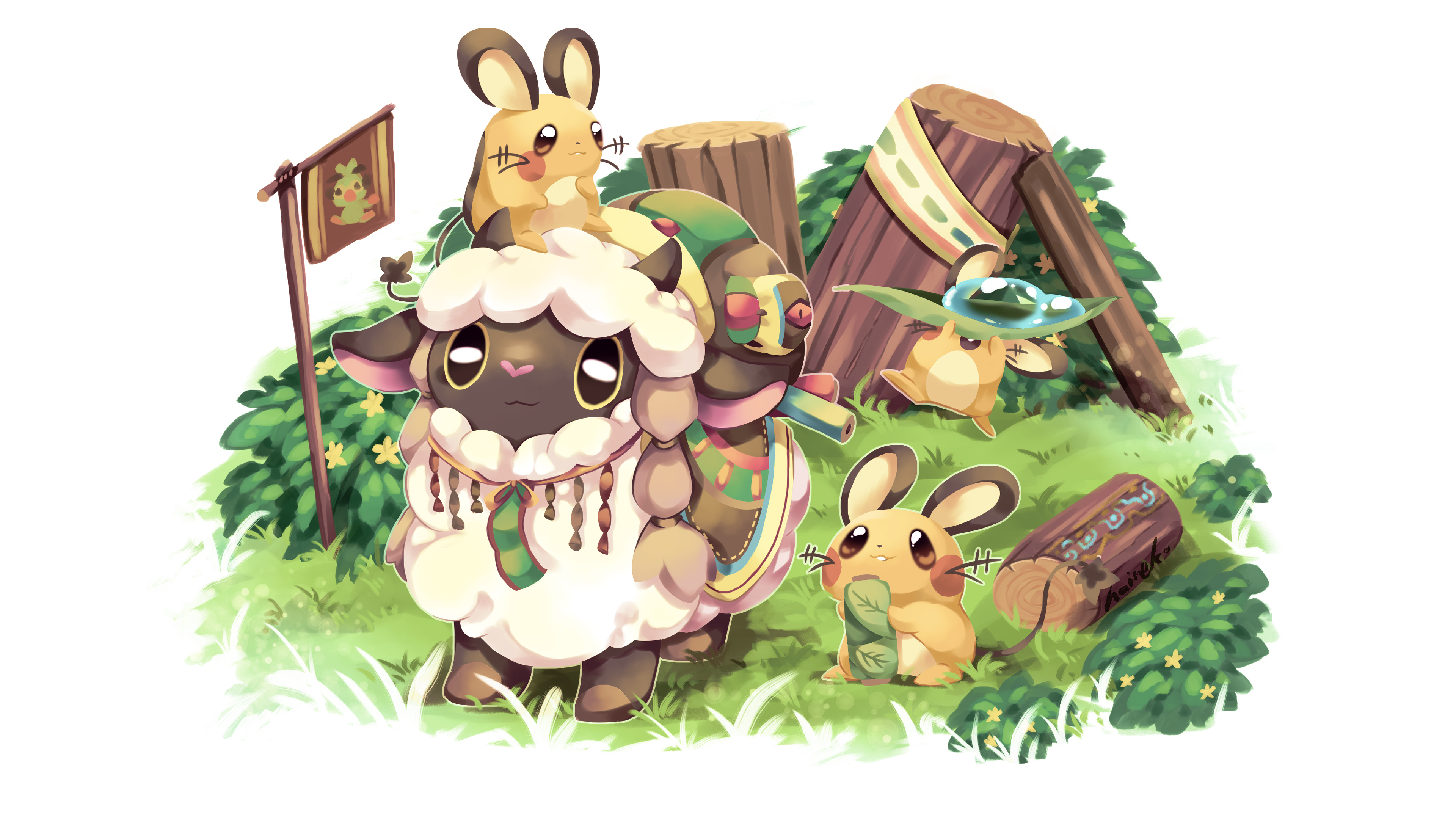 Wooloo and Dedenne from Pokemon Sword and Shield 4K HD Wallpaper