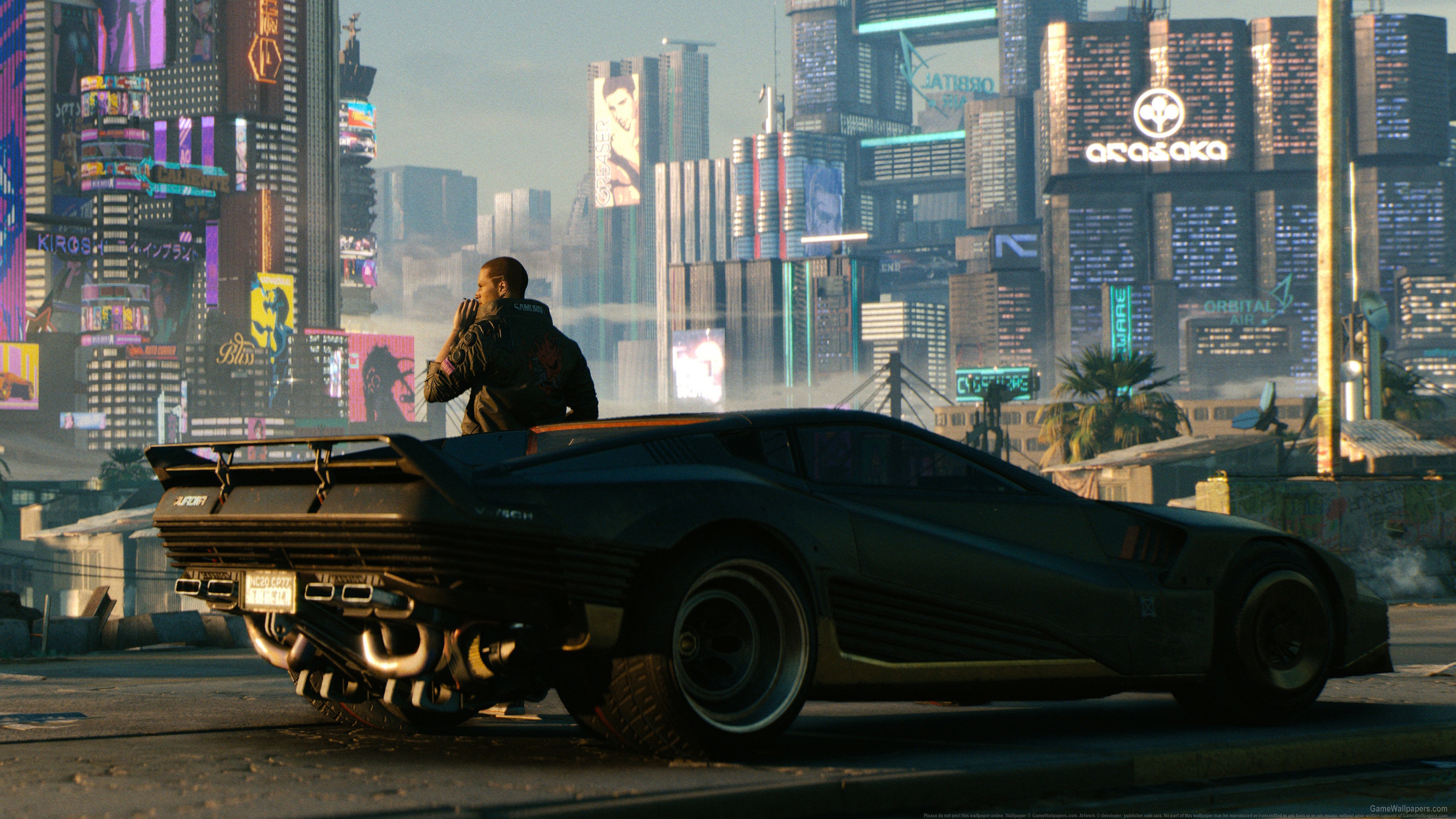 V from Cyberpunk 2077 with Quadra V-Tech car 4K HD Wallpaper