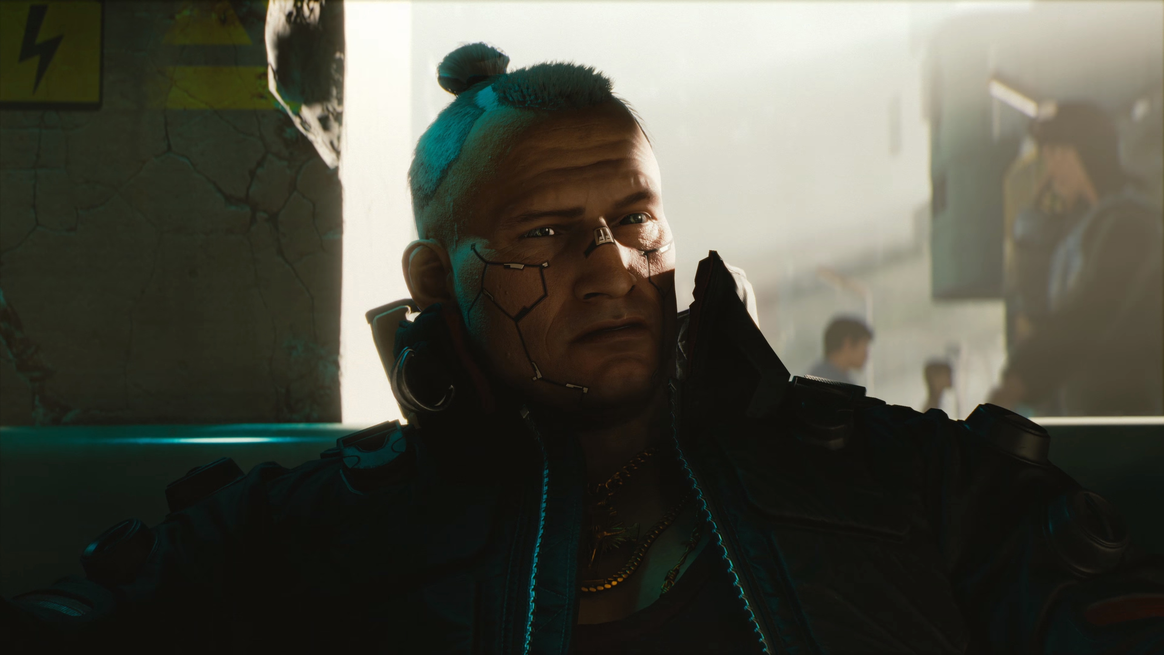 Man with cybernetic implants in Cyberpunk 2077 4K HD Wallpaper