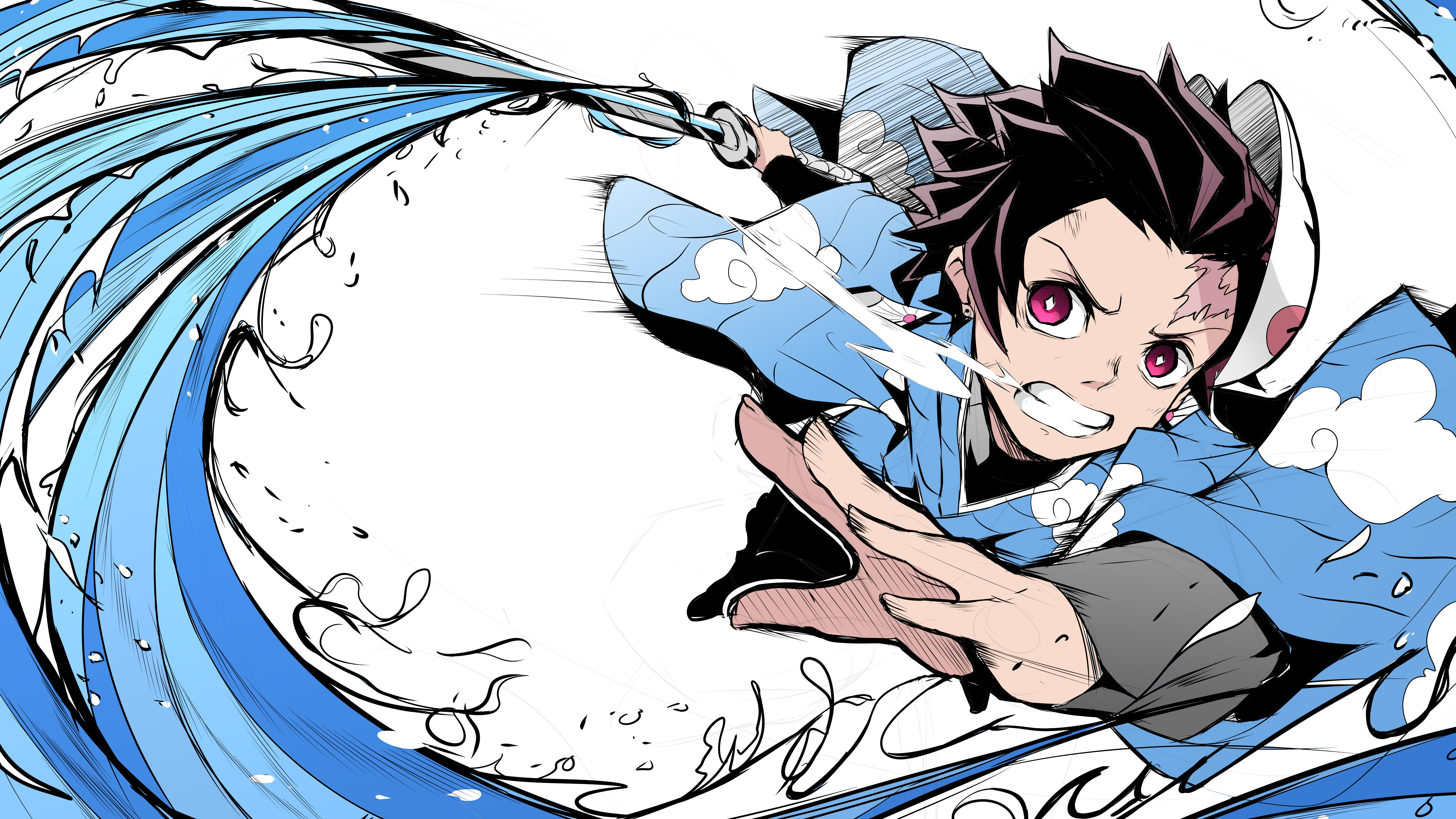 Tanjiro Kamado using Water Breathing from Demon Slayer HD Wallpaper