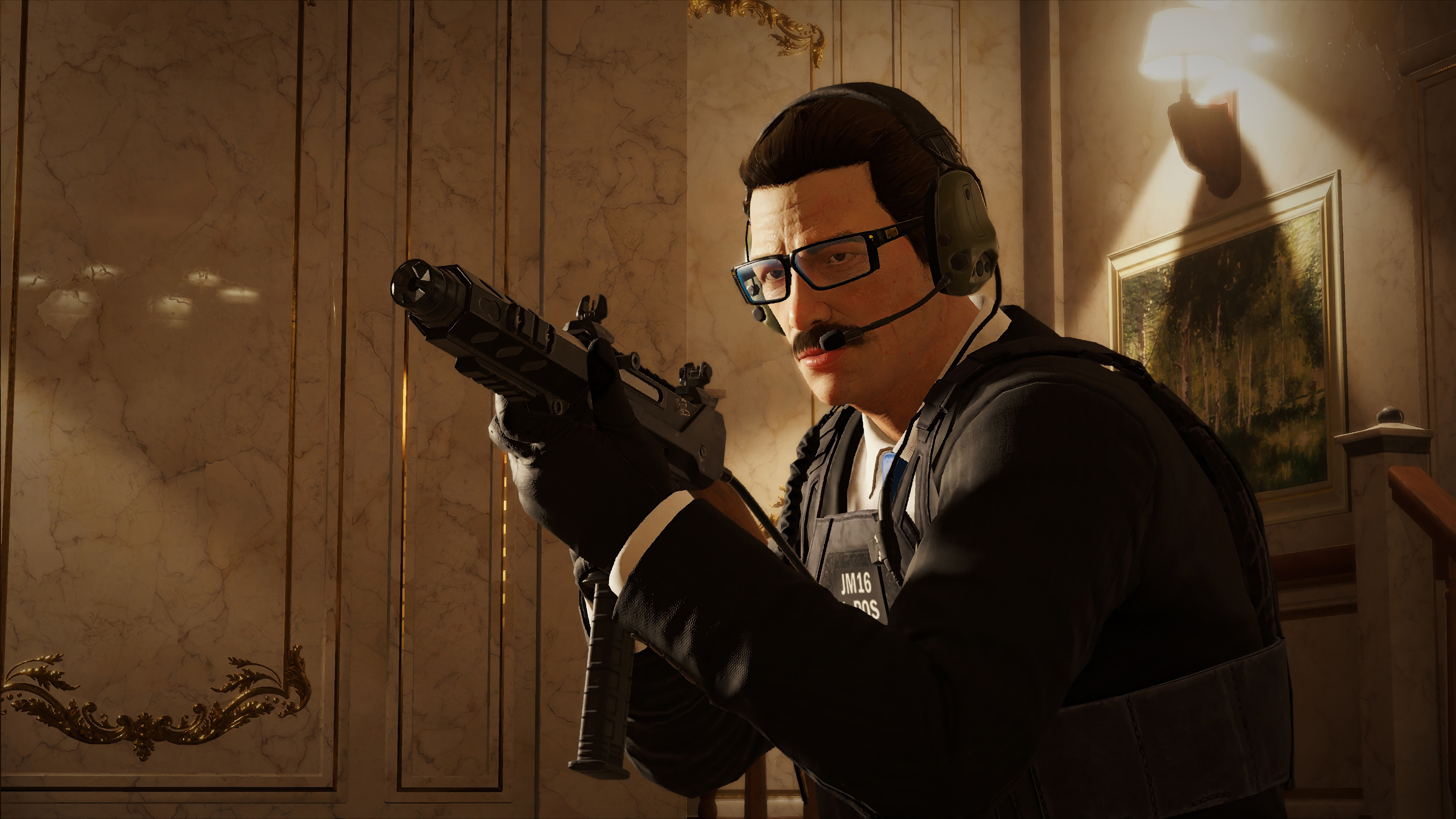 Warden from Rainbow Six Siege holding a gun HD Wallpaper