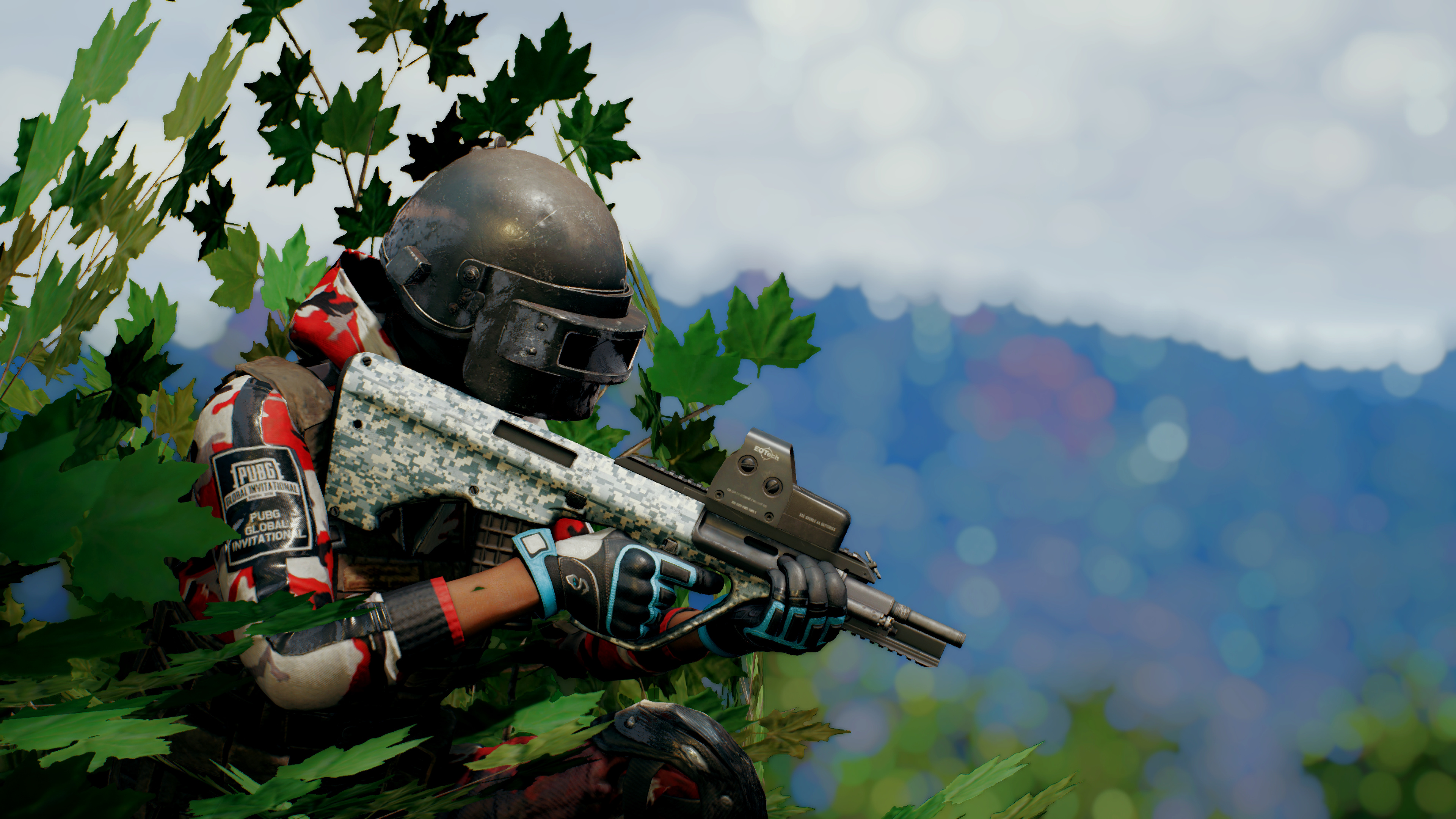 Player in PUBG armor with a rifle HD Wallpaper