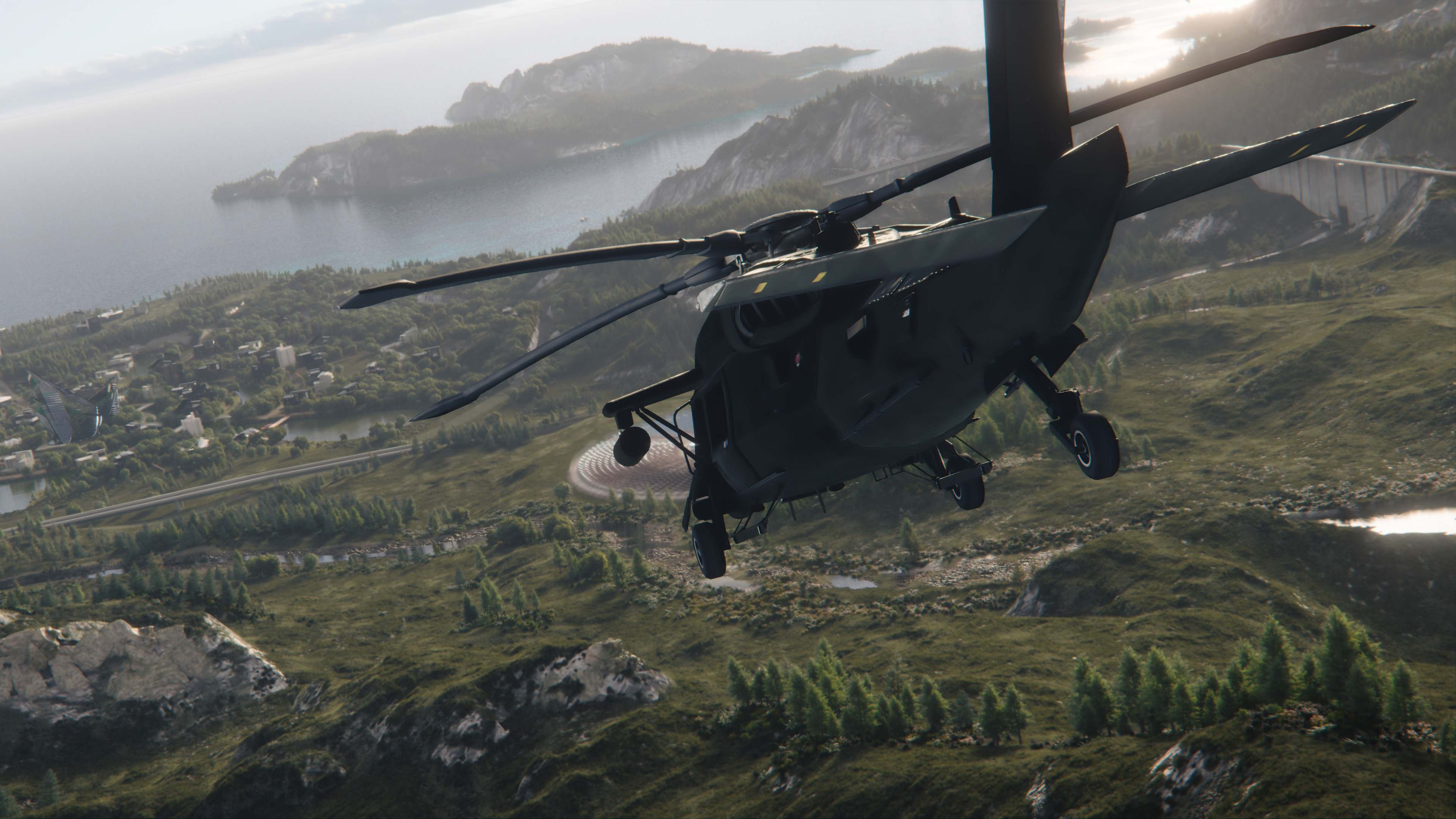 Helicopter flying over Ghost Recon Breakpoint landscape 4K HD Wallpaper