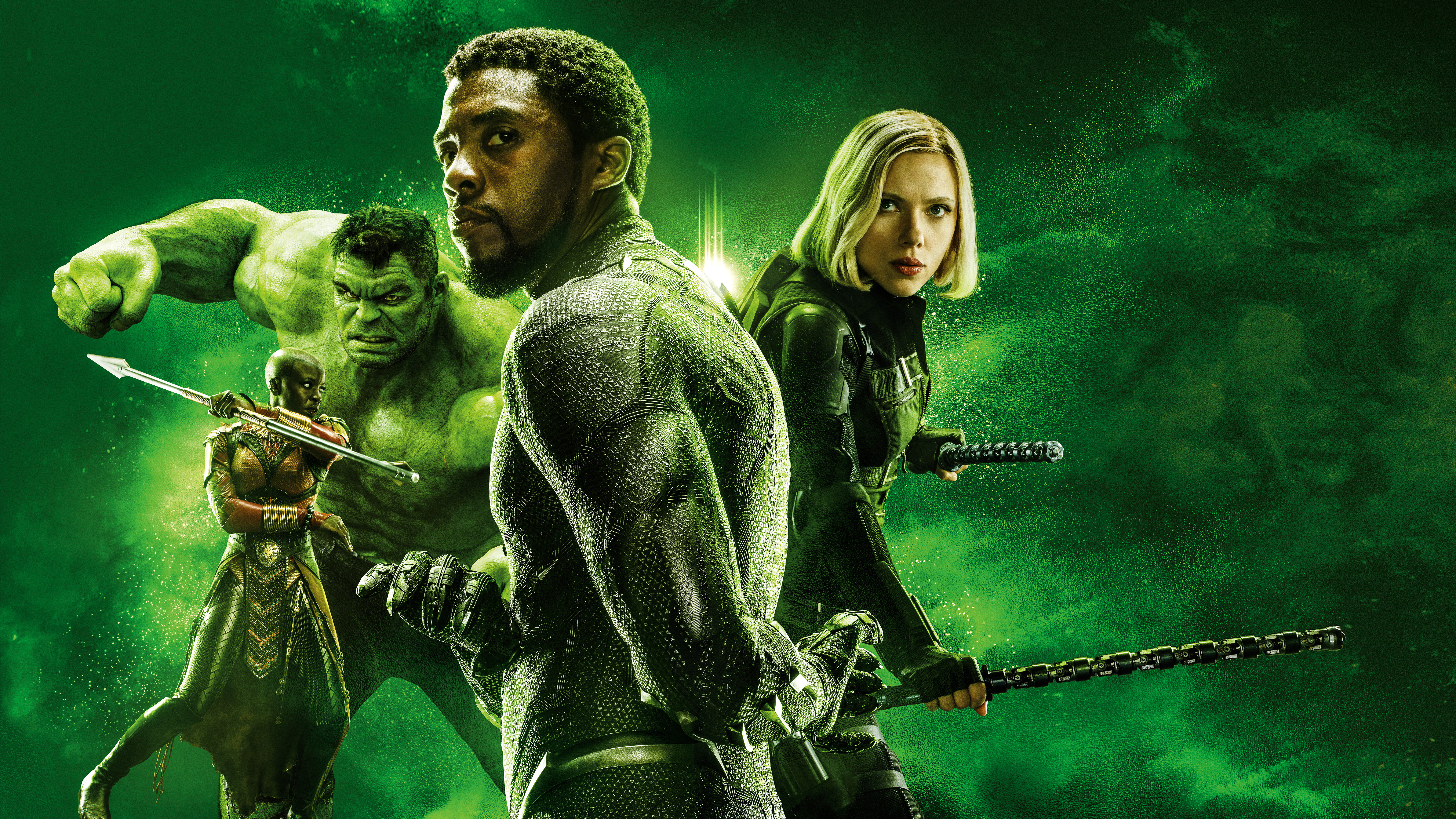 Black Panther, Hulk, Black Widow, and Okoye from Avengers: Infinity War HD Wallpaper