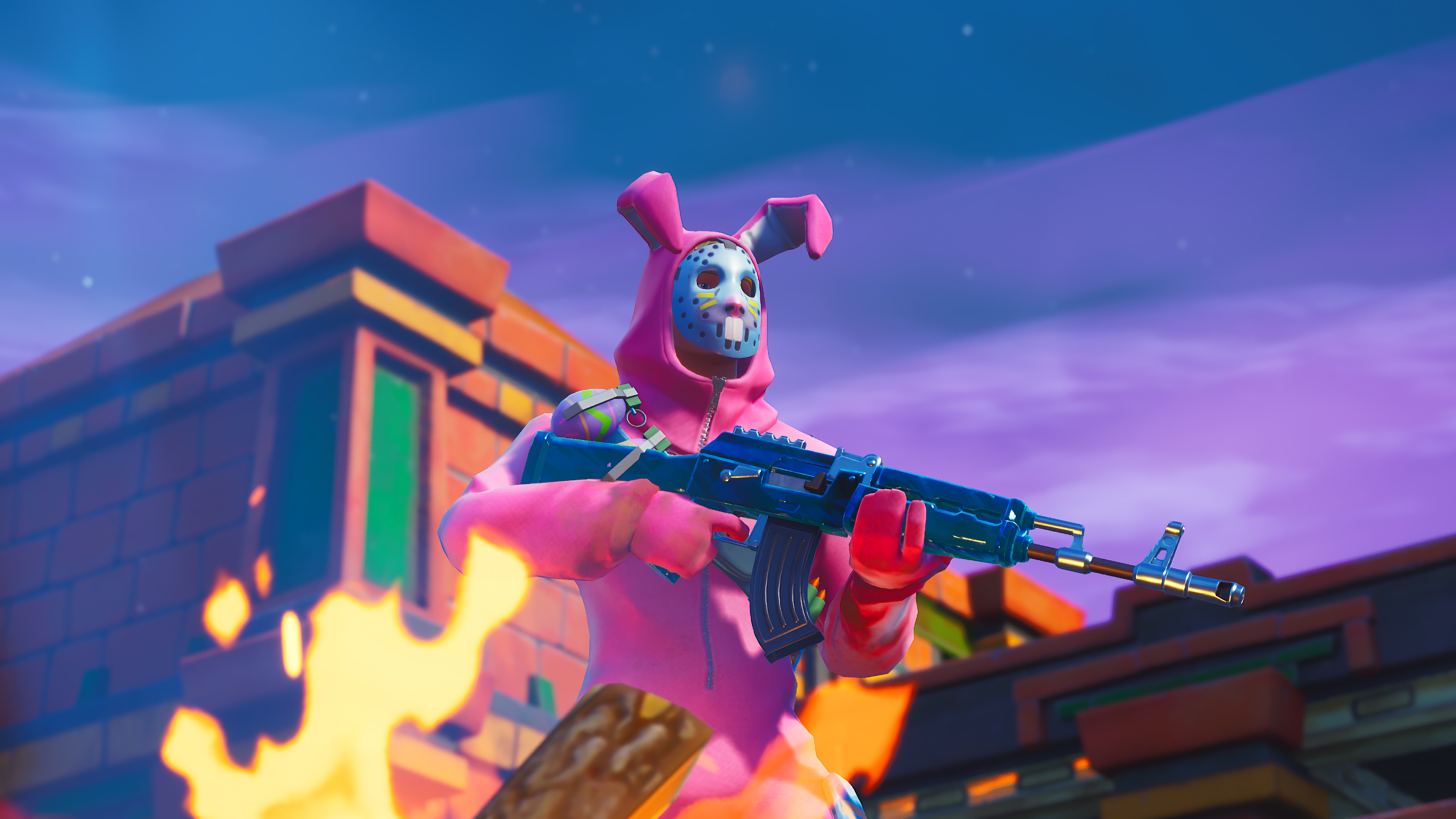 Rabbit Raider from Fortnite with a rifle HD Wallpaper