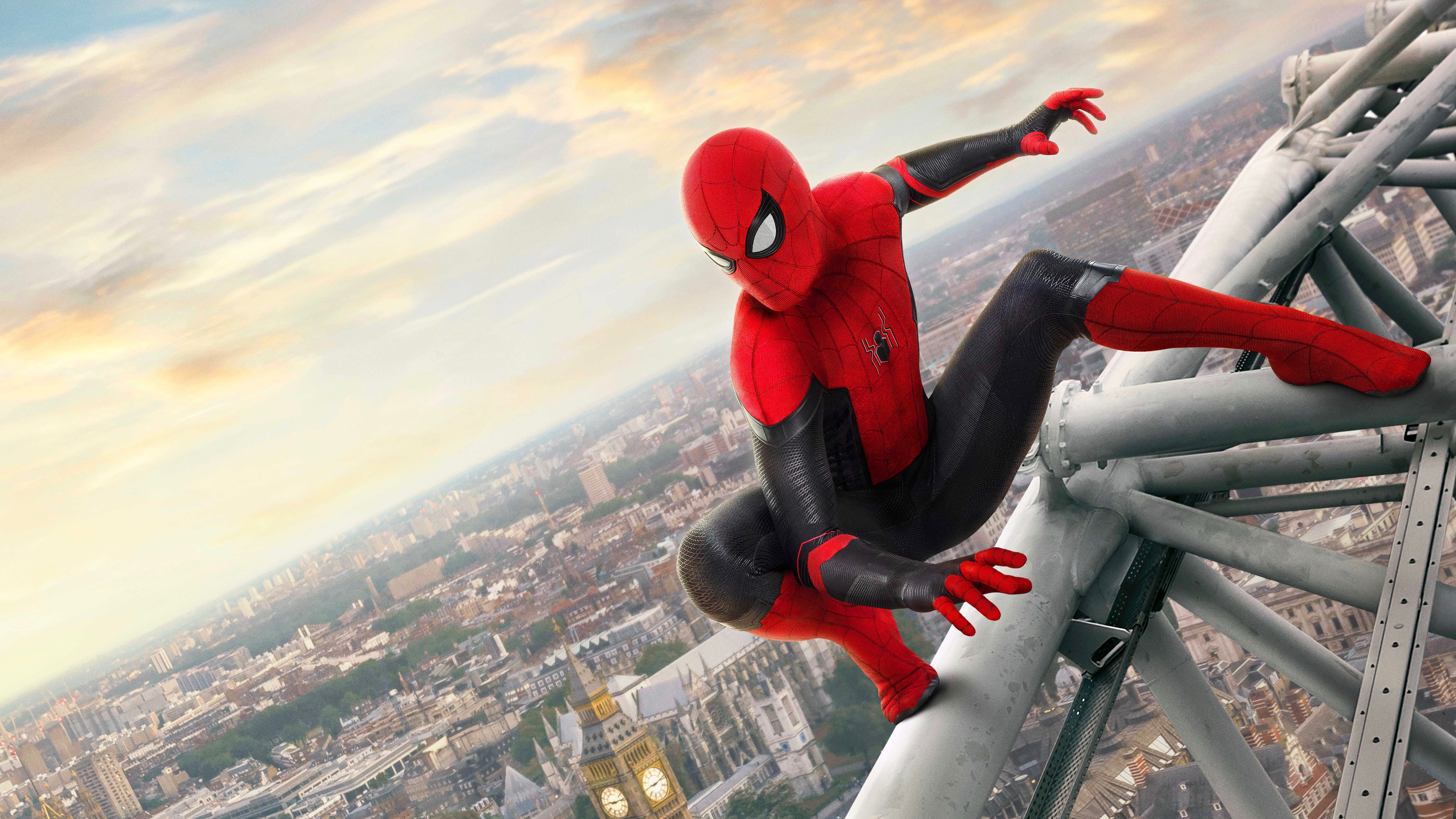 Spider-Man from Marvel Cinematic Universe on a building HD Wallpaper