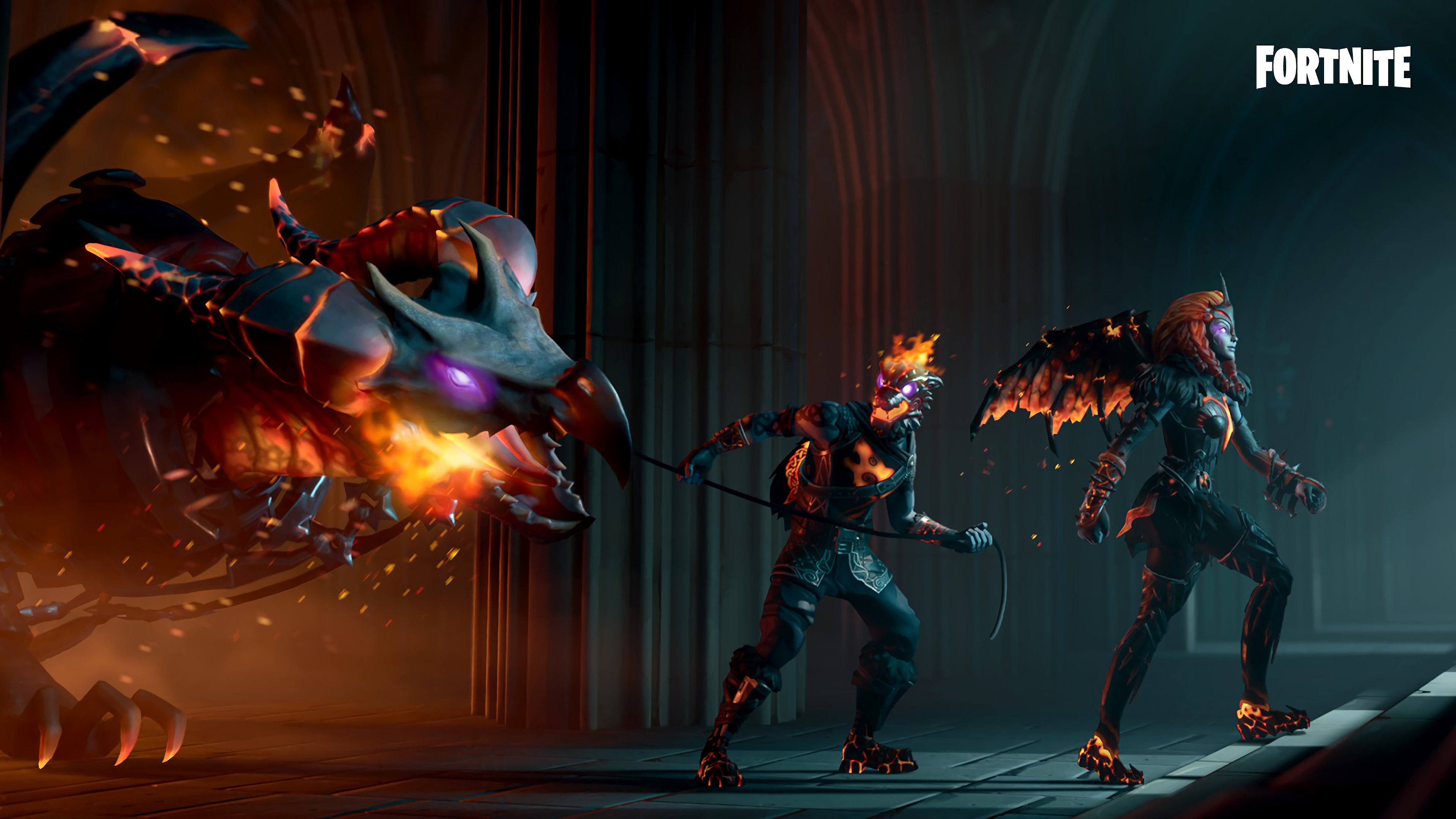 Fortnite Molten Battle Hound and Molten Valkyrie 4K HD Wallpaper