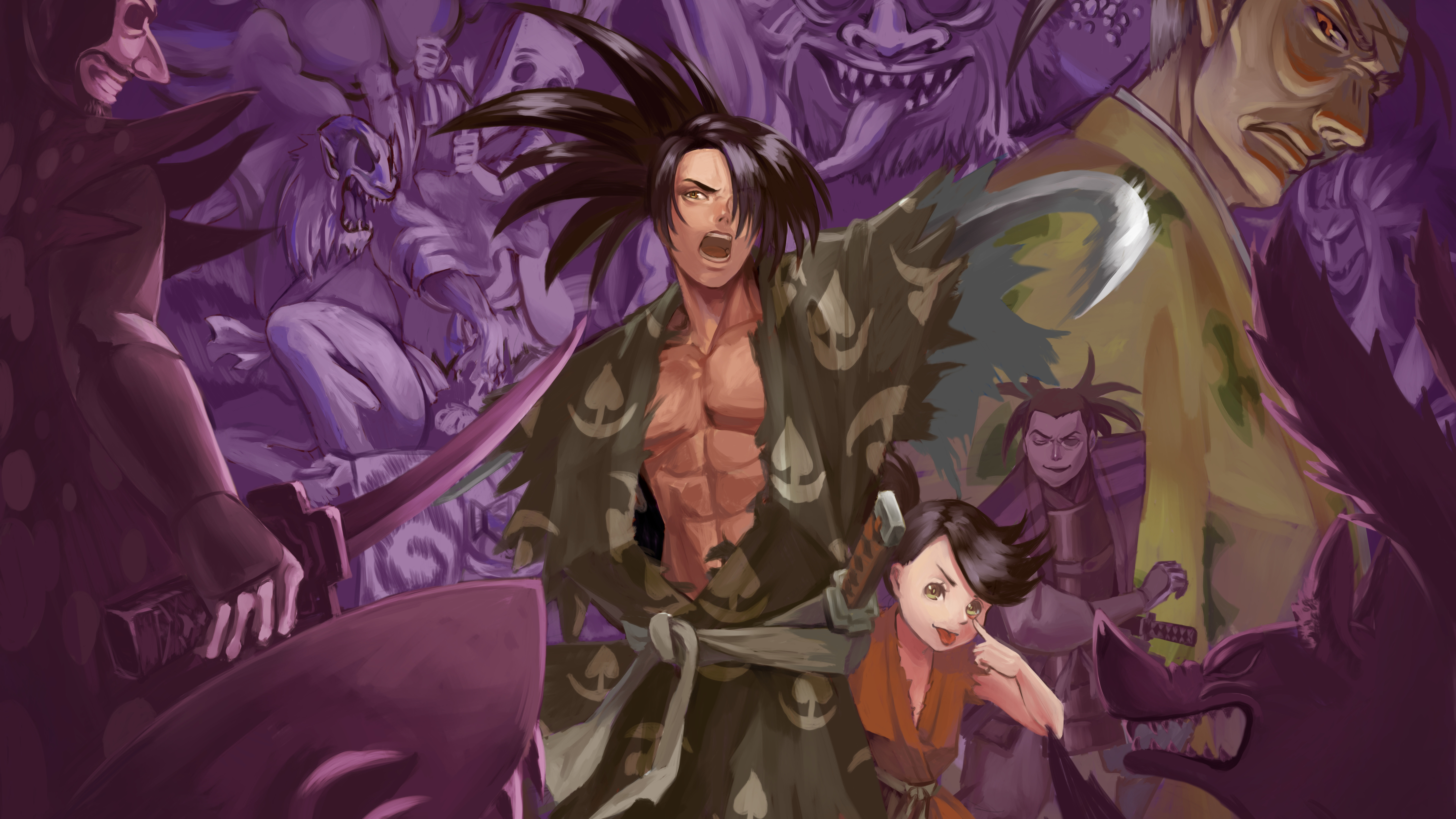Samurai Shodown characters in a battle HD Wallpaper