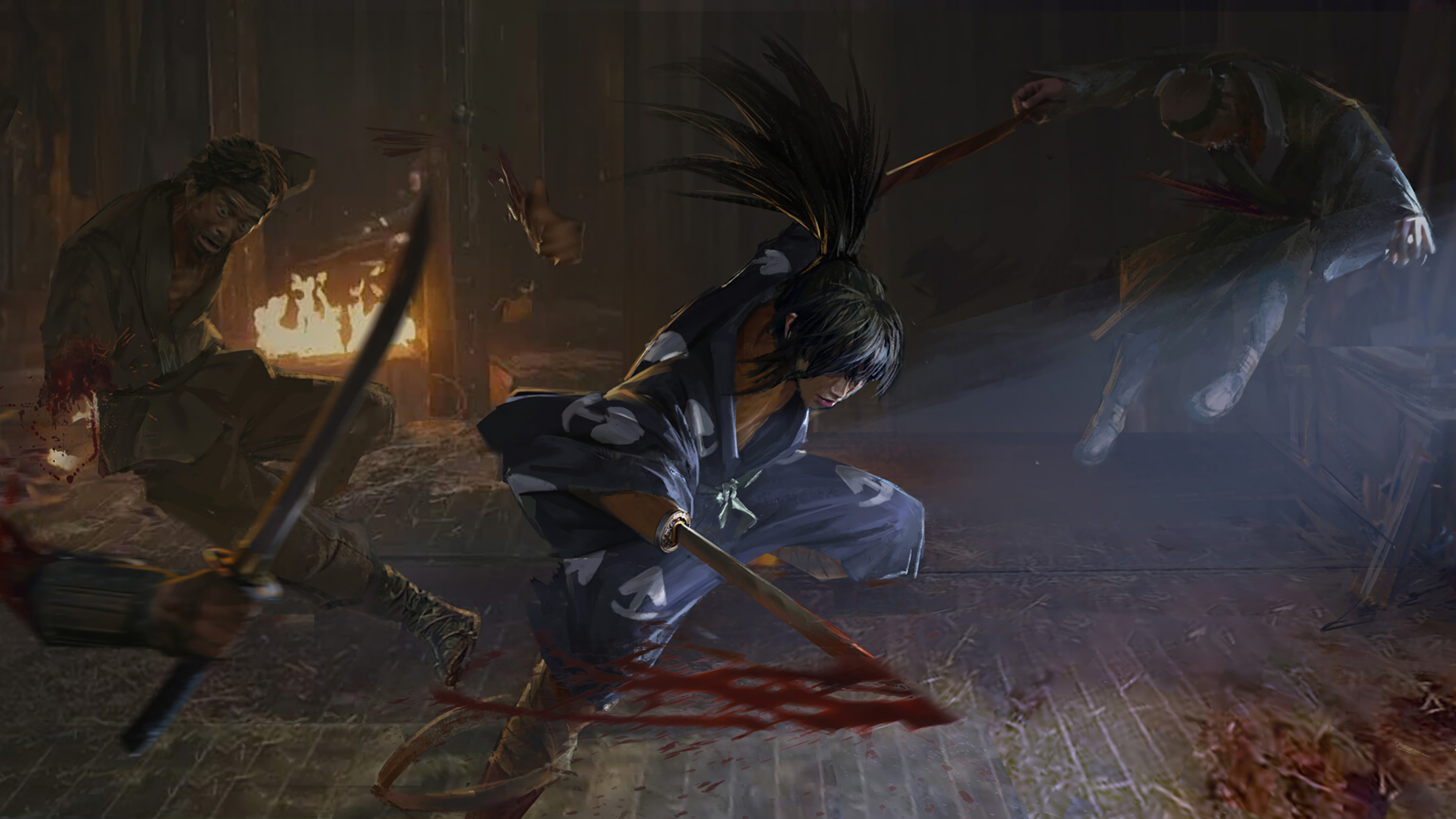 Hyakkimaru fighting in a dark room 4K HD Wallpaper