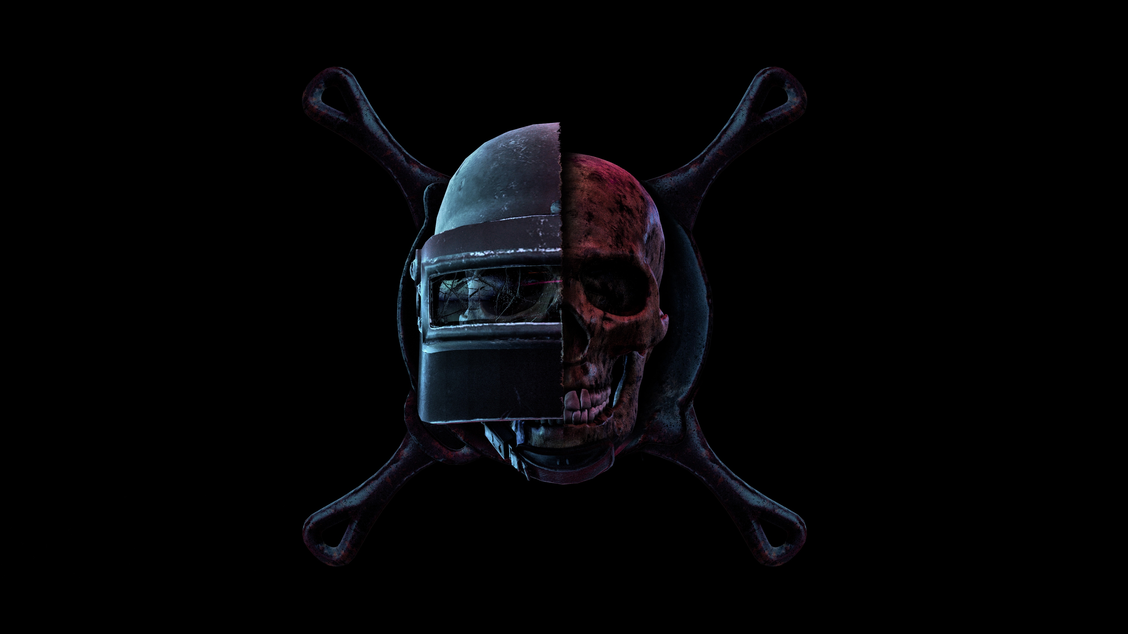 PUBG Skull Helmet with Frying Pan 4K HD Wallpaper