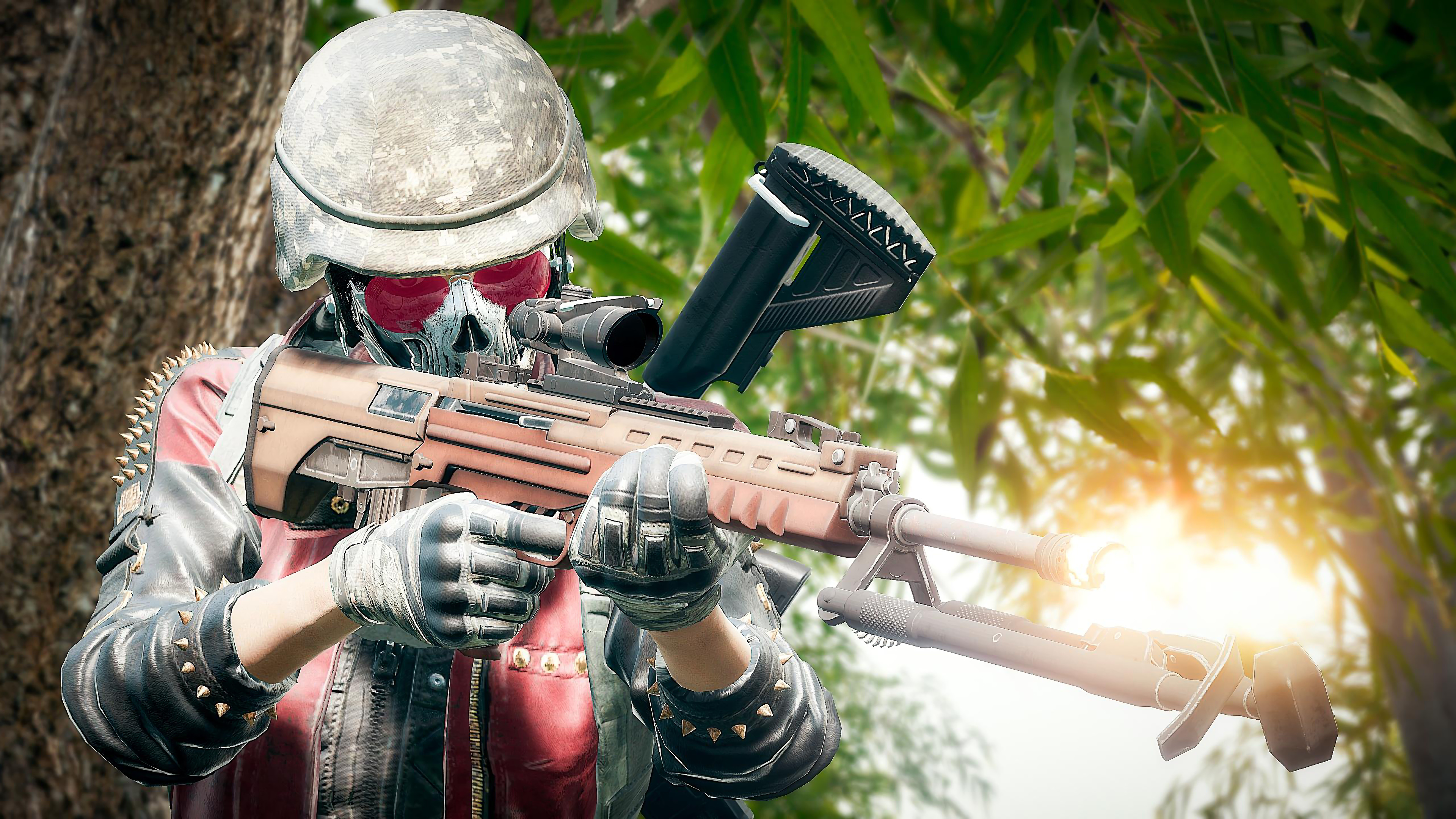 Reaper from PUBG holding a rifle HD Wallpaper