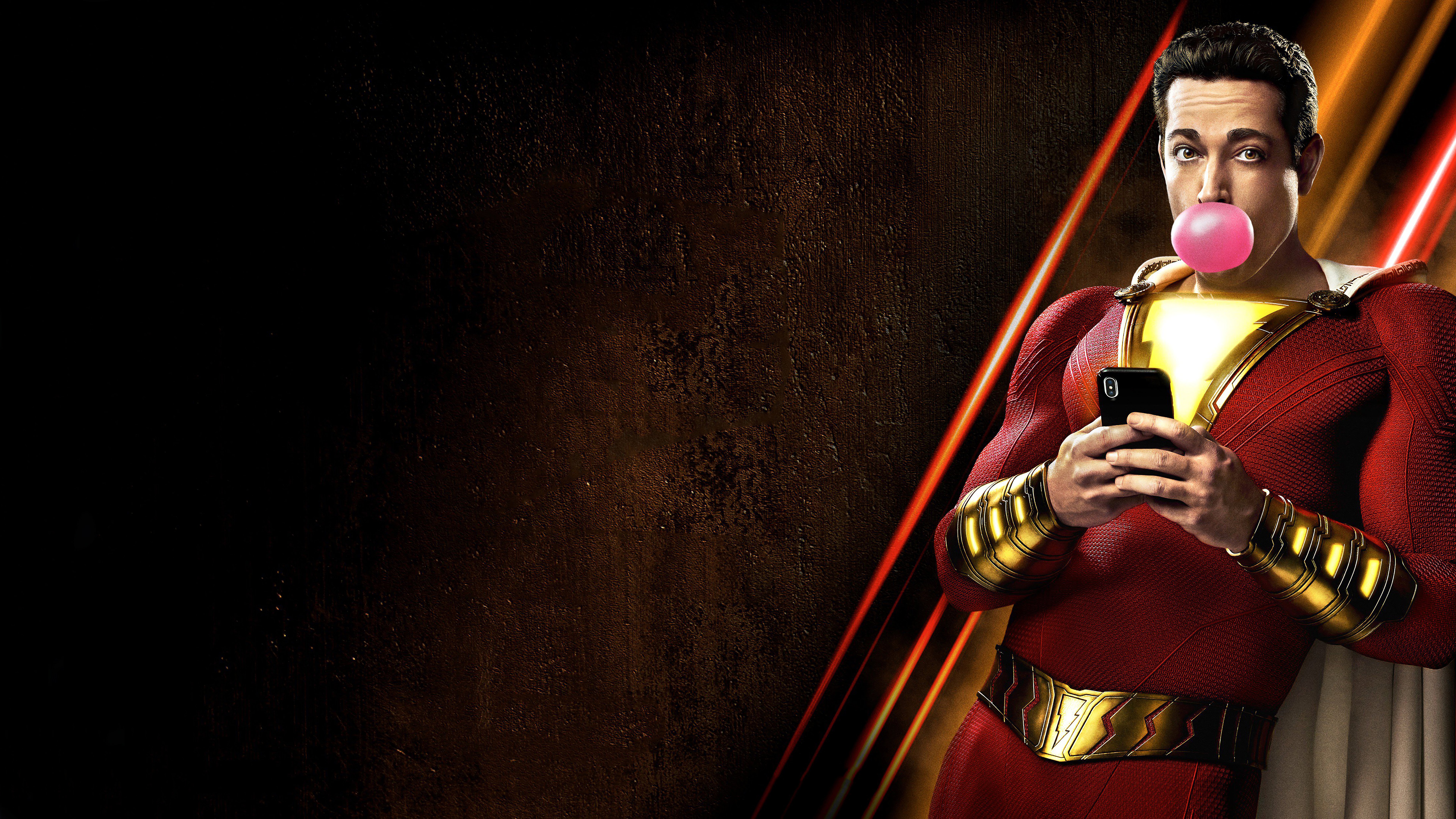 Shazam from DC Comics blowing bubblegum HD Wallpaper