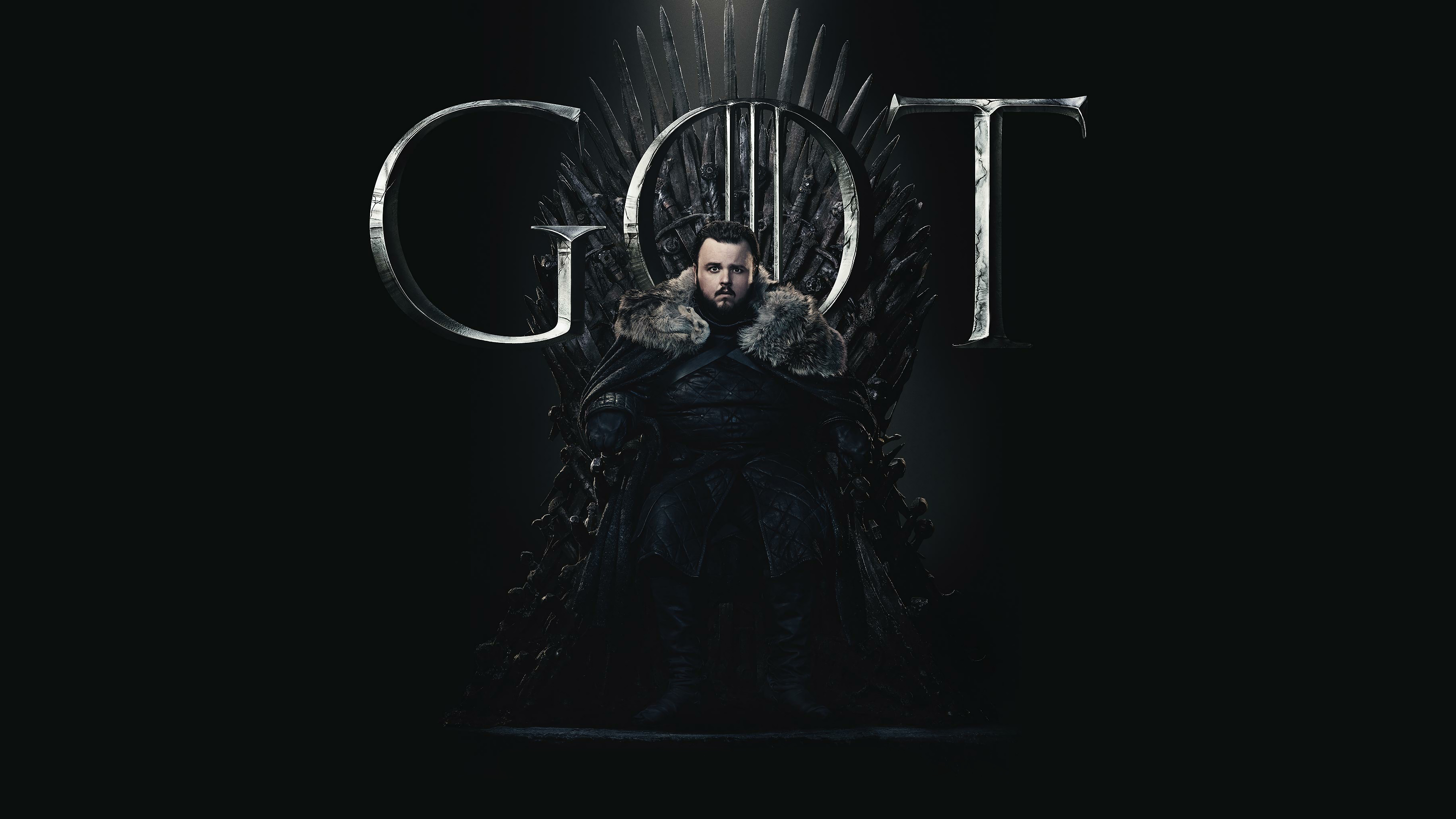 Samwell Tarly from Game of Thrones on the Iron Throne 4K HD Wallpaper