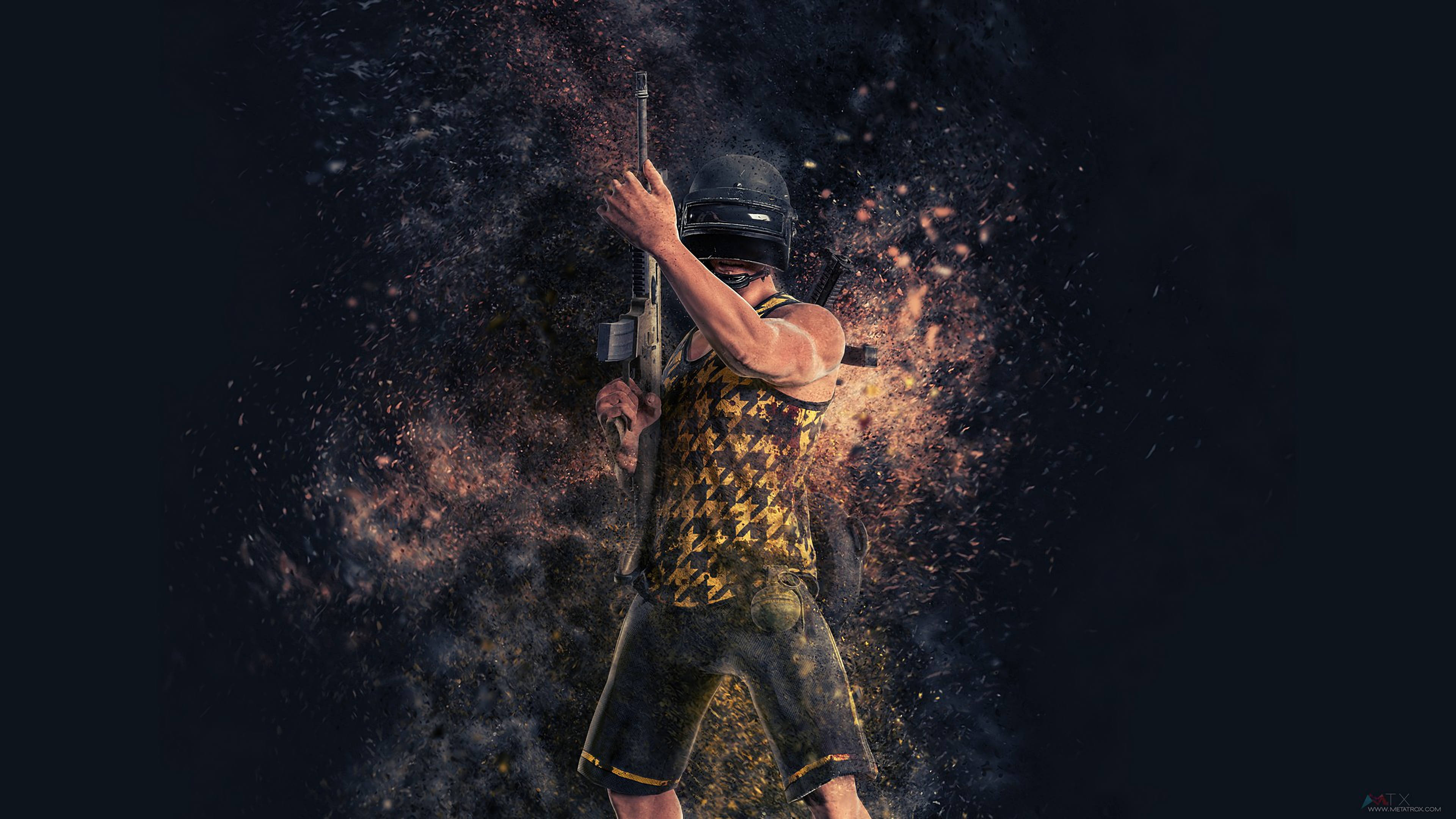 Player from PUBG holding a rifle HD Wallpaper