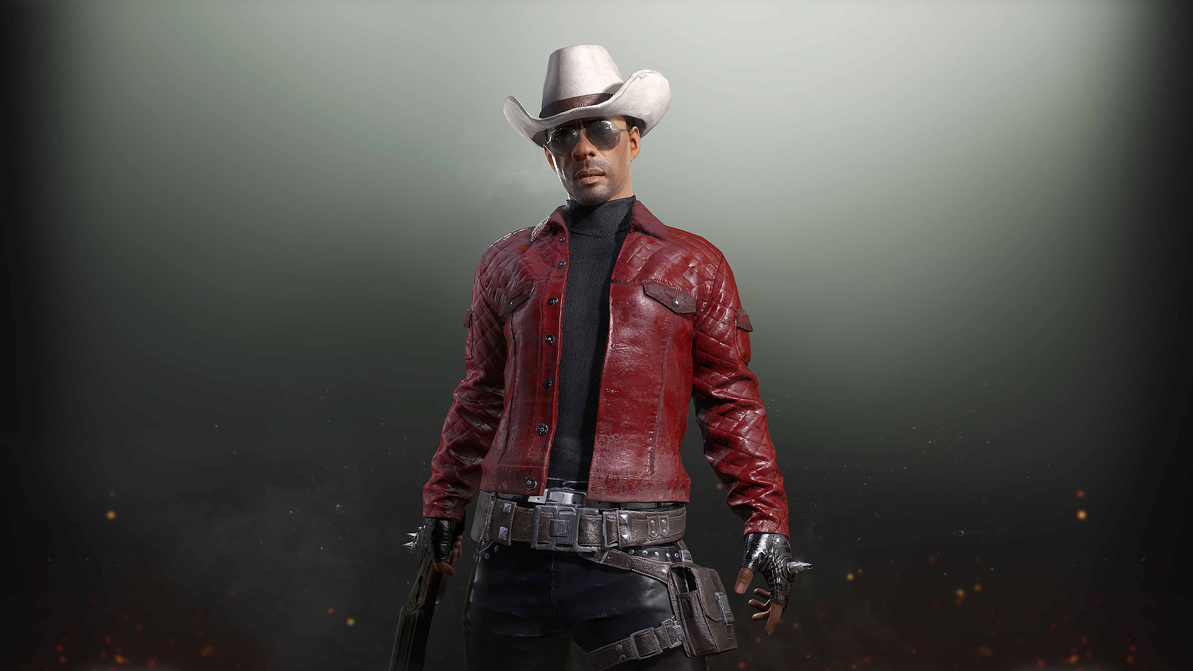 Man in Cowboy Hat and Red Jacket from PUBG HD Wallpaper