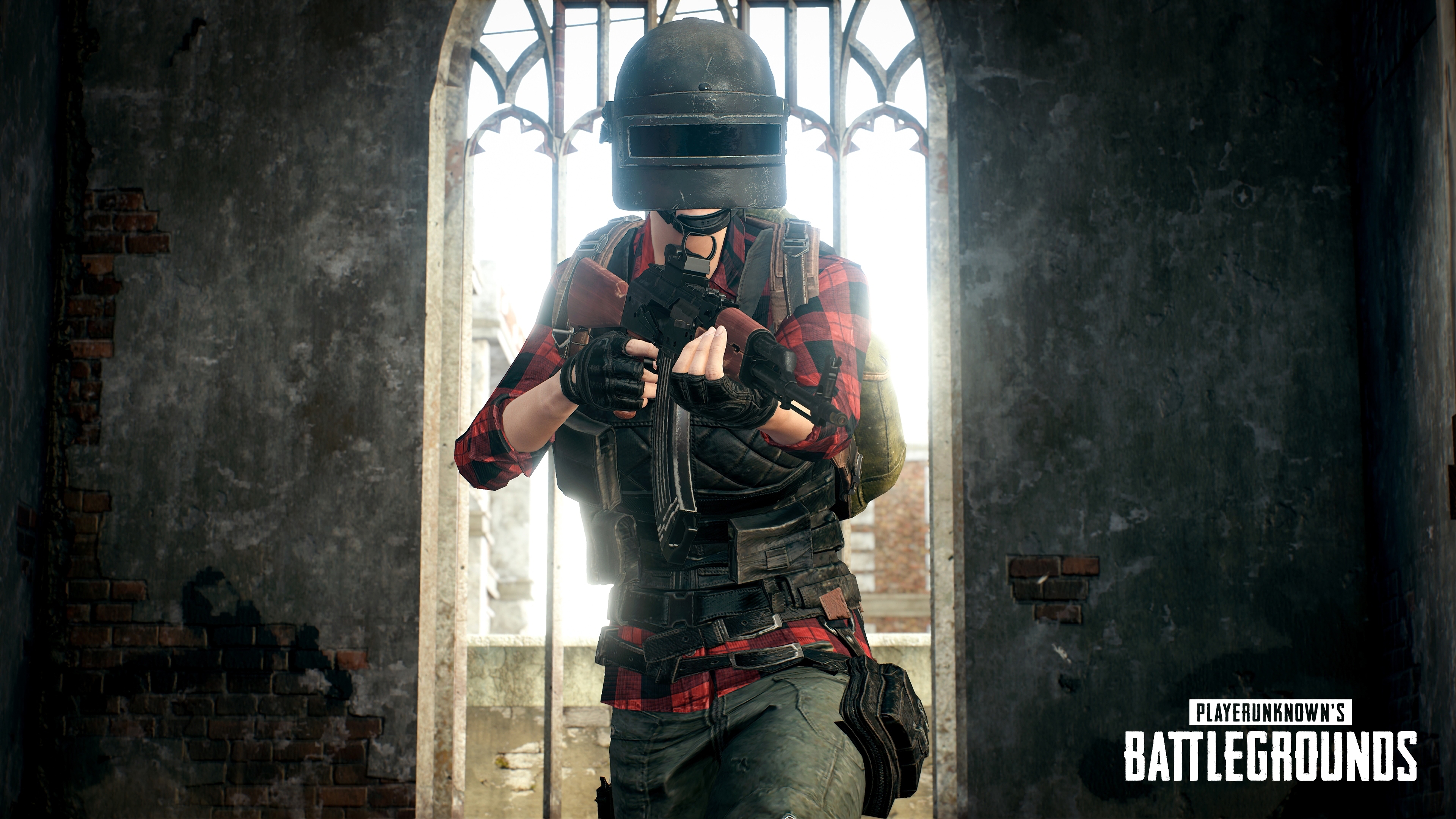 PlayerUnknown's Battlegrounds soldier with helmet and rifle HD Wallpaper