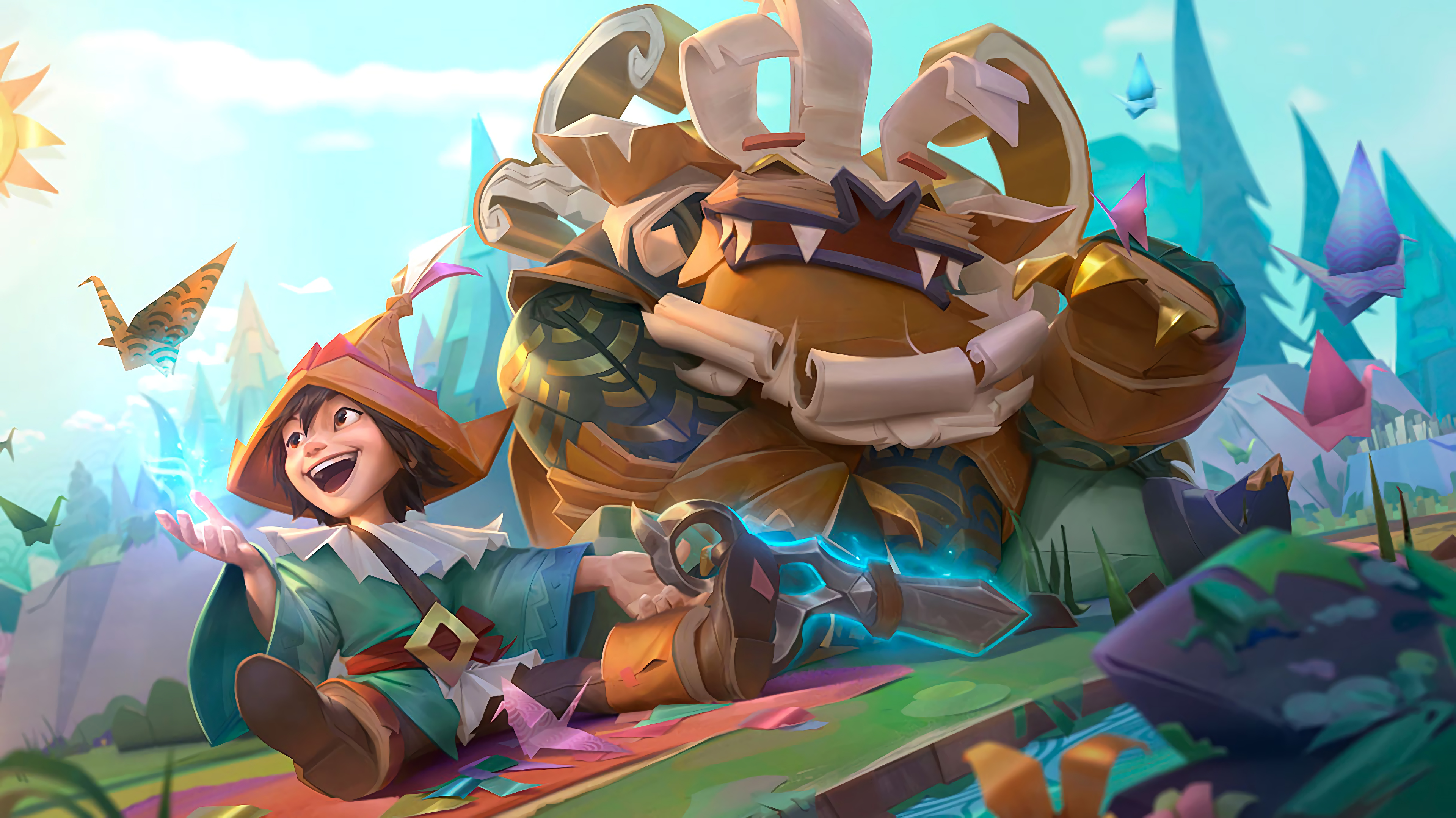 Papercraft Nunu, Splash Art, LoL, 4K HD Wallpaper