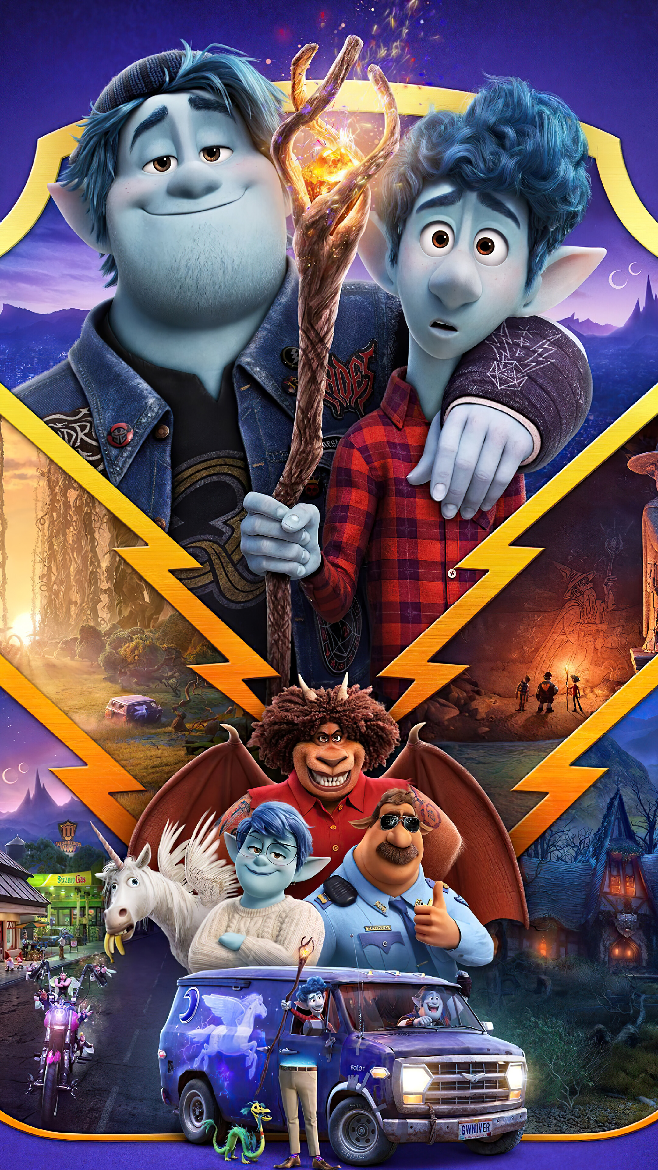 Onward Movie Poster with Ian and Barley HD Phone Wallpaper