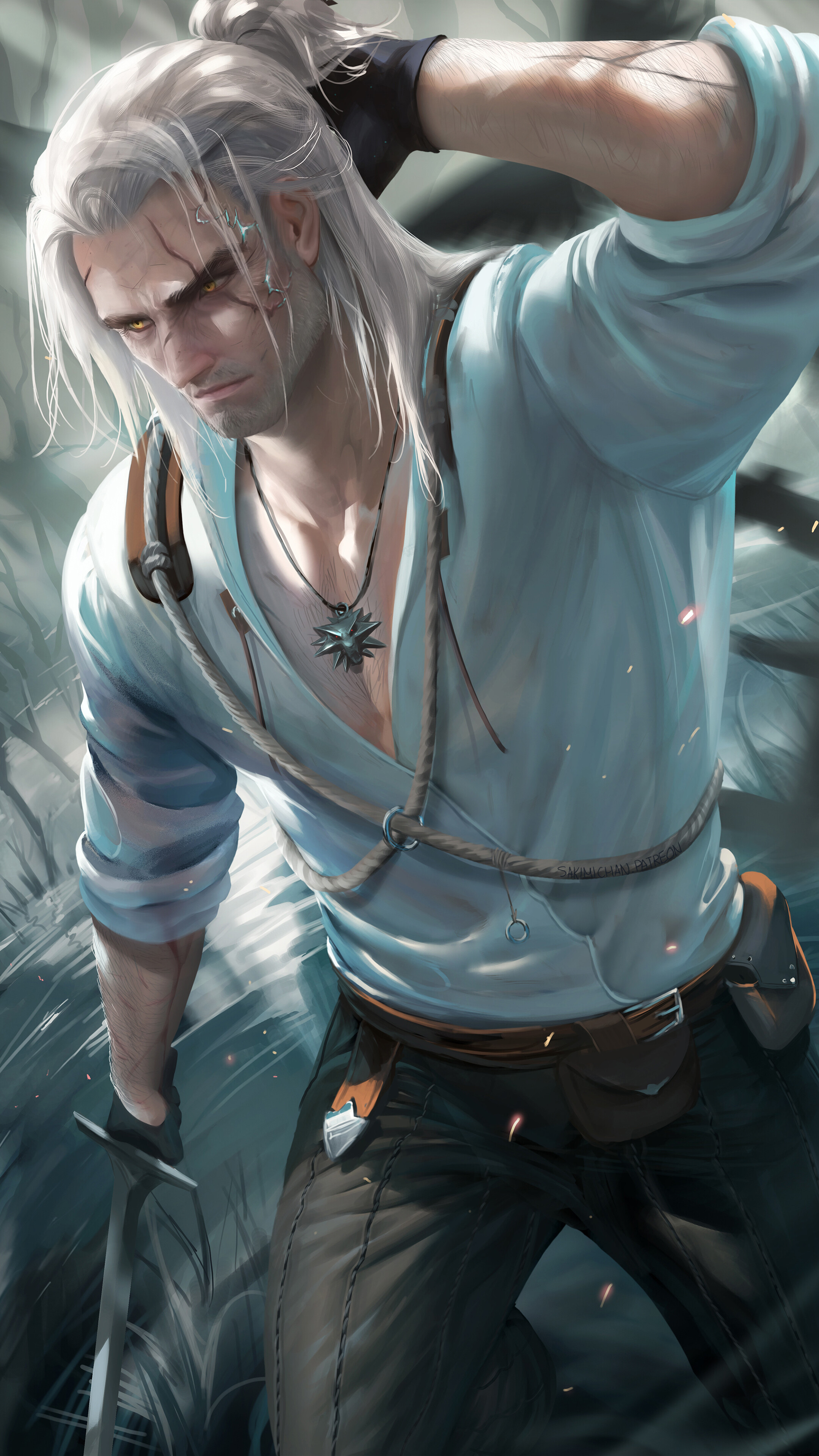 Geralt of Rivia from The Witcher 3 in 4K HD Phone Wallpaper
