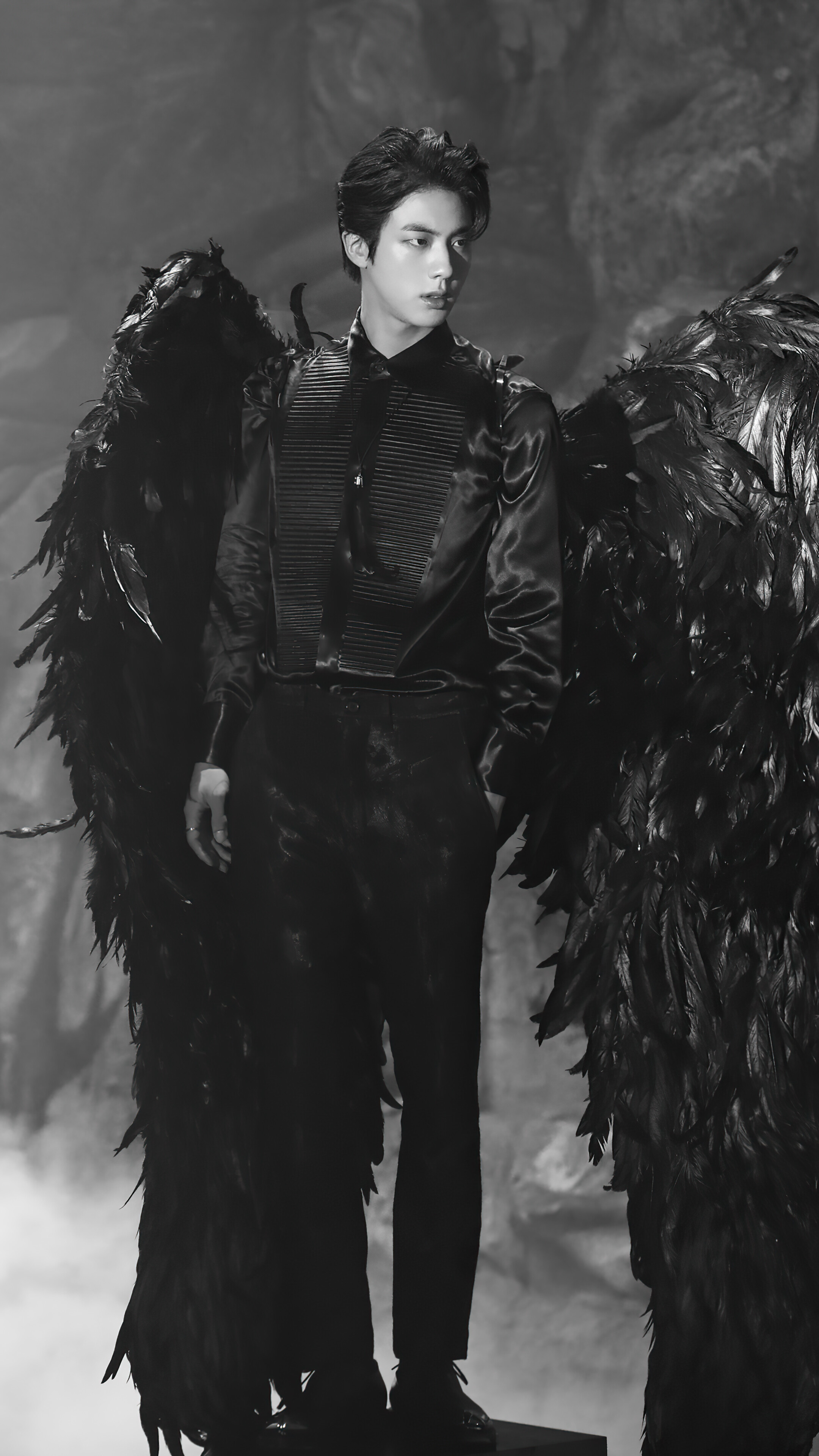 BTS, Jin, Black Wings, Map of the Soul 7, 4k HD Phone Wallpaper