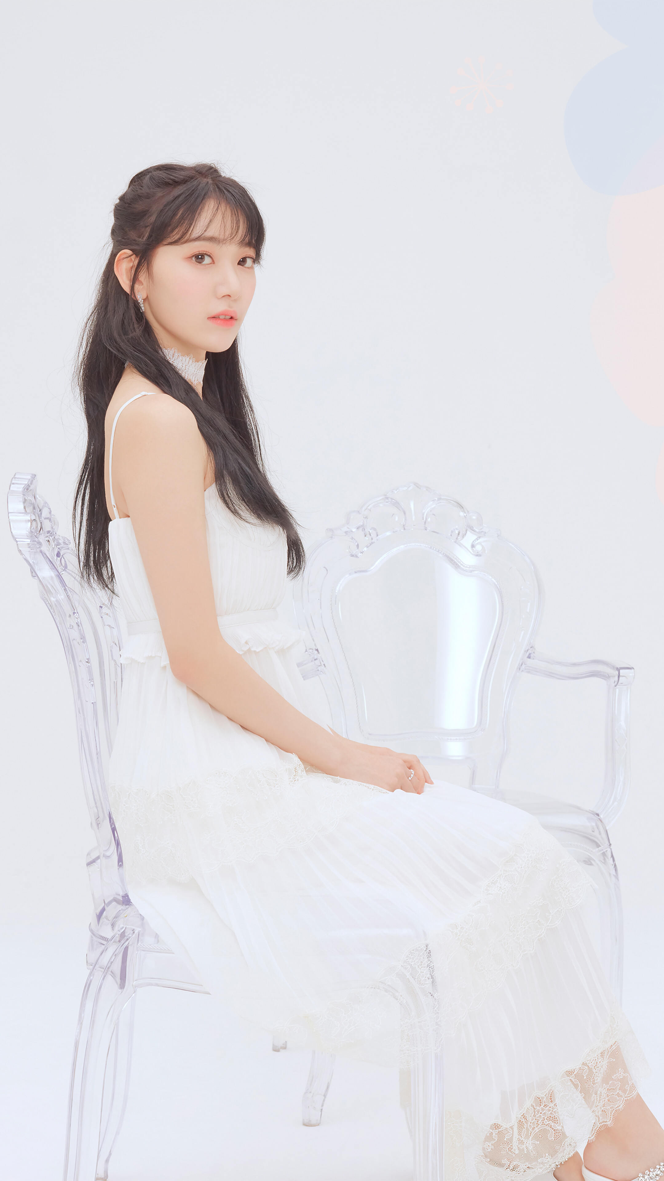 Sakura from IZ*ONE in white dress, 4K HD Phone Wallpaper