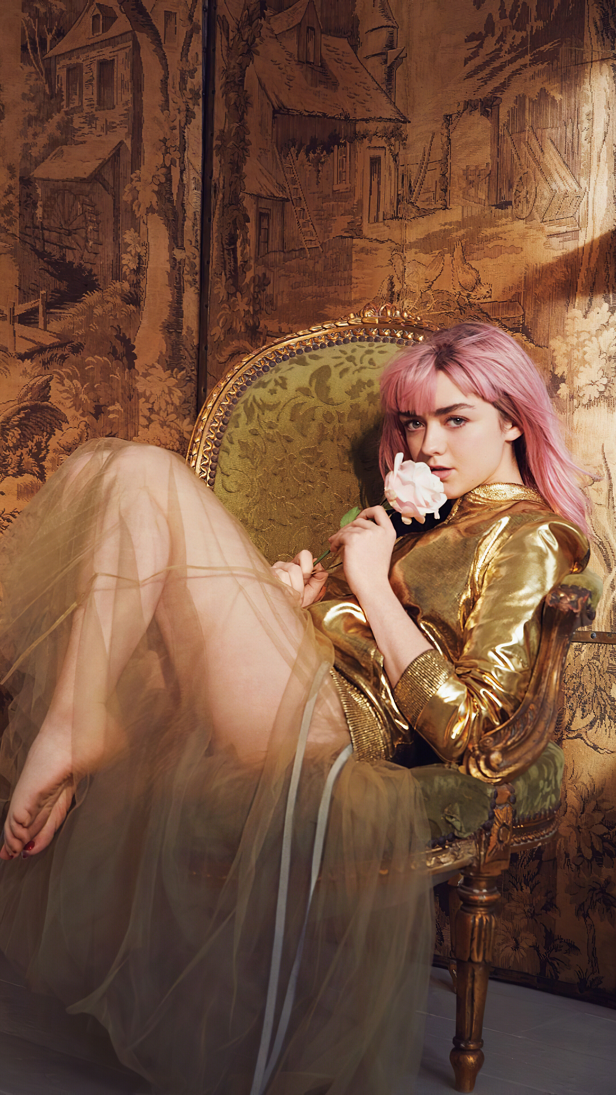Maisie Williams with Pink Hair HD Phone Wallpaper