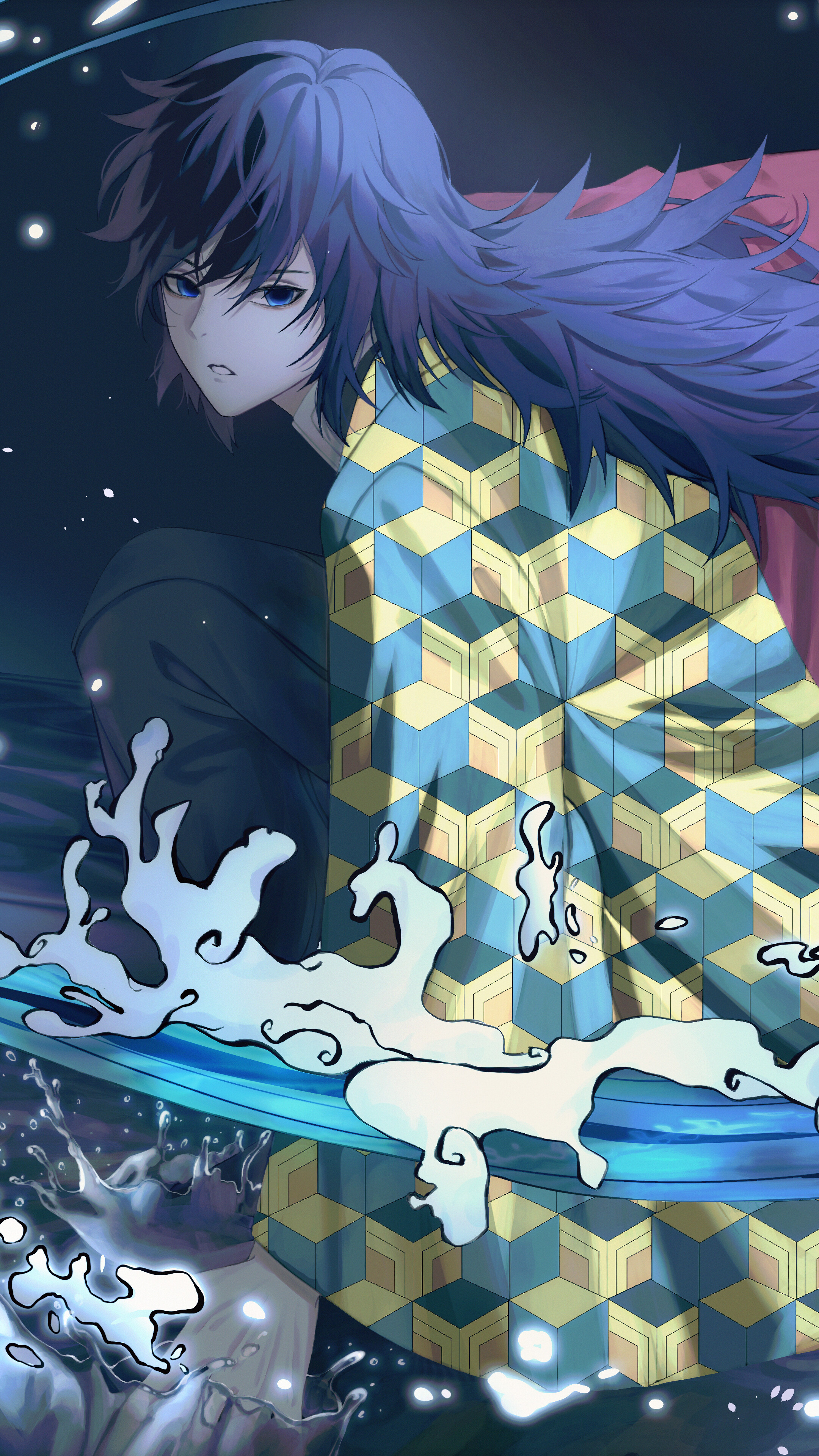 Giyu Tomioka from Kimetsu no Yaiba using Water Breathing 4K HD Phone Wallpaper