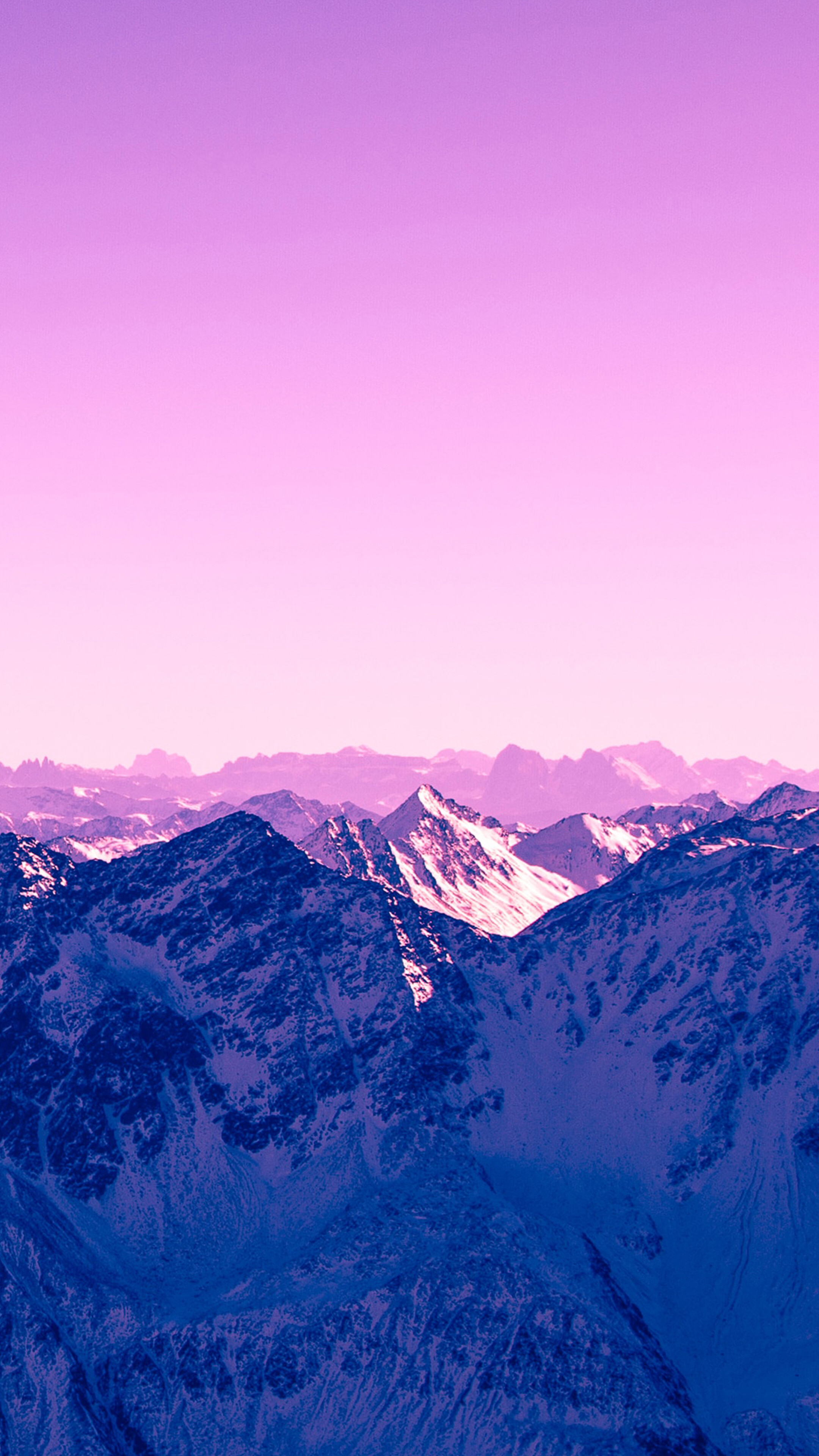 Pink Sky Over Snowy Mountains 4K HD Phone Wallpaper