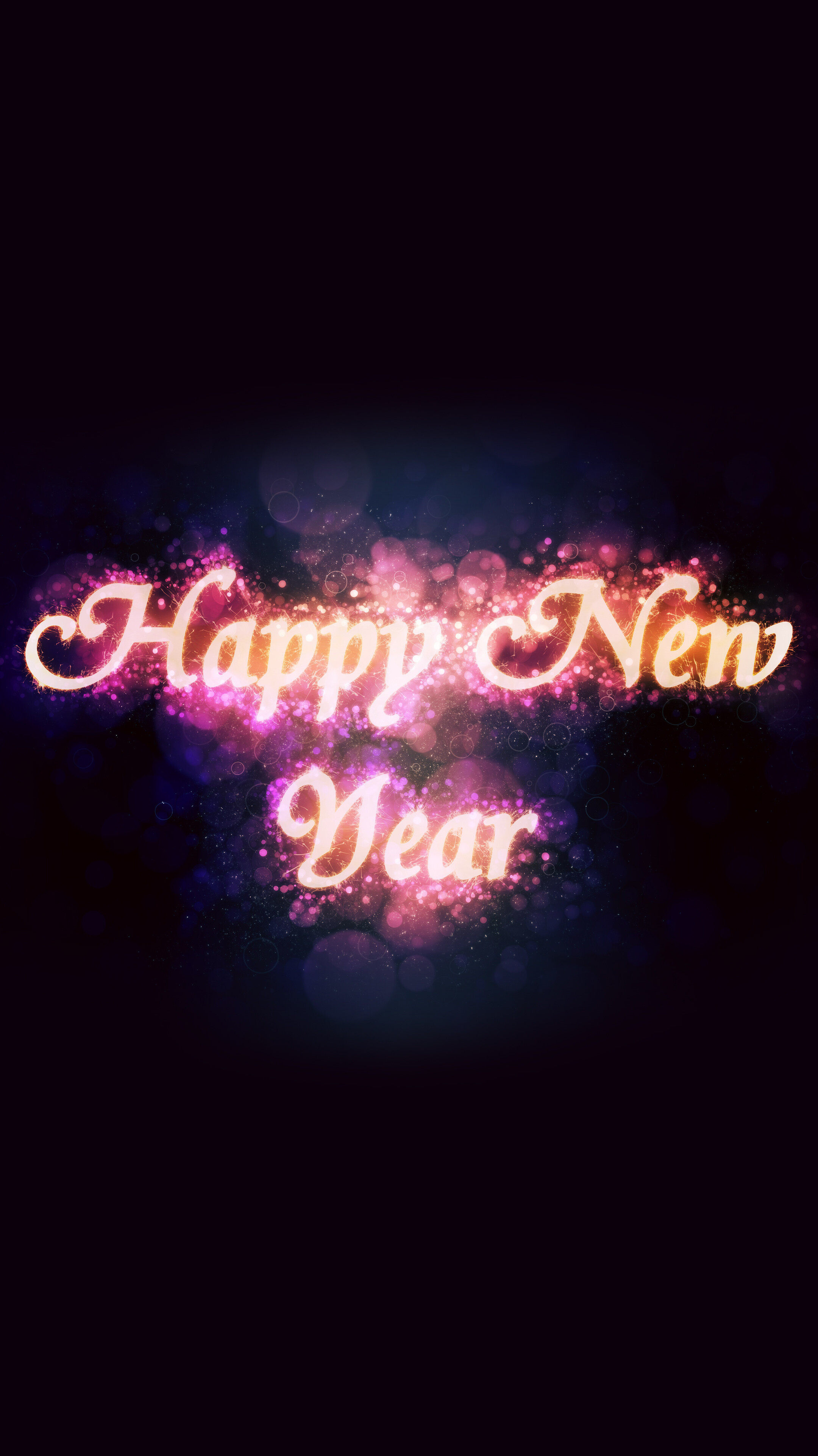 Happy New Year text with glowing particles HD Phone Wallpaper